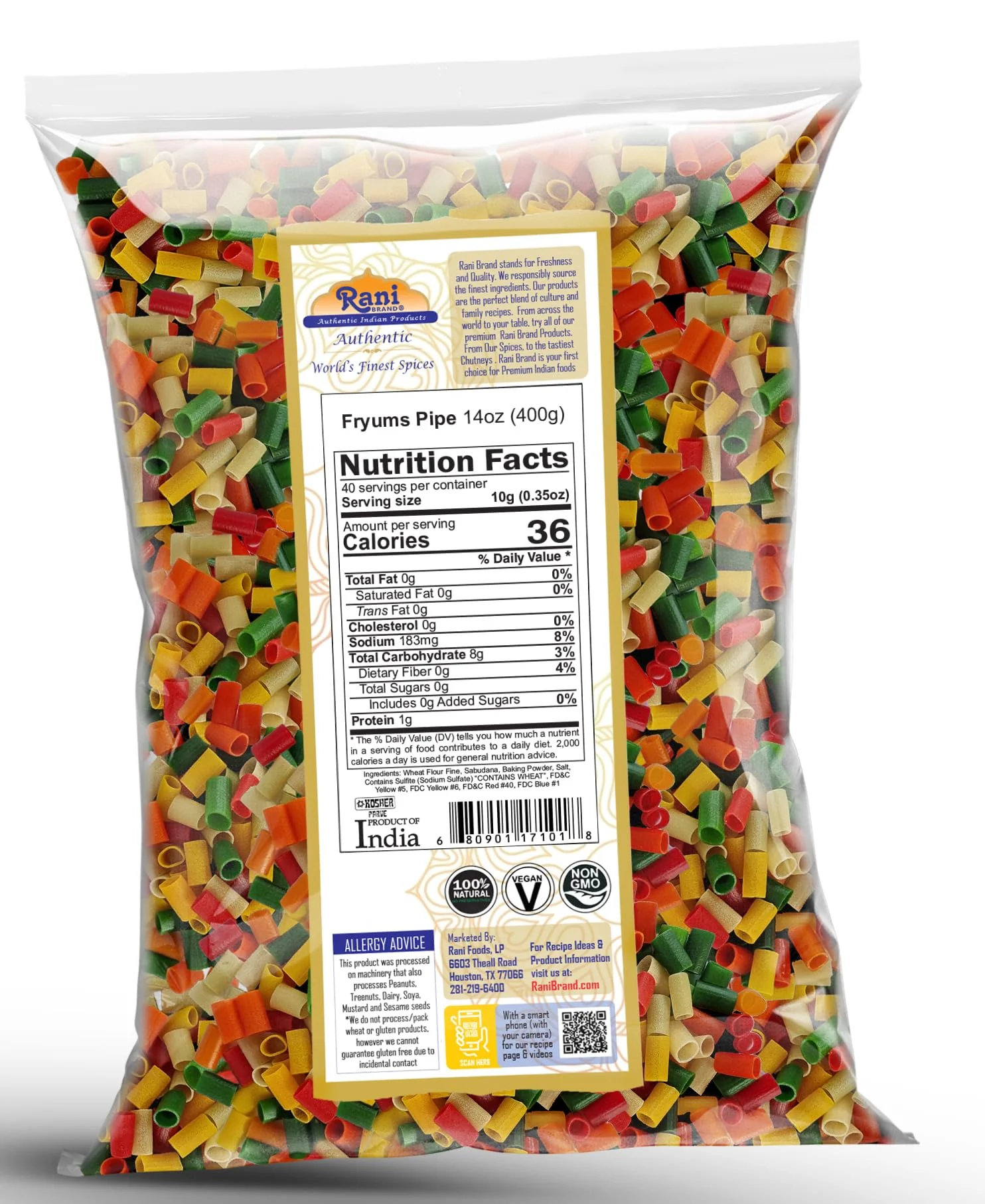 Rani Far Far / Fryums (Wheat & Tapioca Pellet) Round/Pip Shape 14oz (400gm) ~ Vegan, Kosher, Uncooked, Used to make papad, Bhungra / chip snack - Image 7