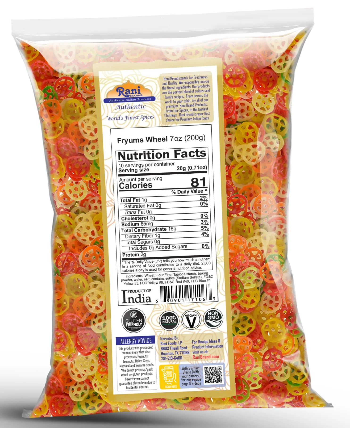 Rani Far Far/Fryums (Wheat & Tapioca Pellet) Wheel Shape 7oz (200g) ~ Vegan, Kosher, Uncooked, Used to Make Papad, Bhungra/Chip Snack - Image 7