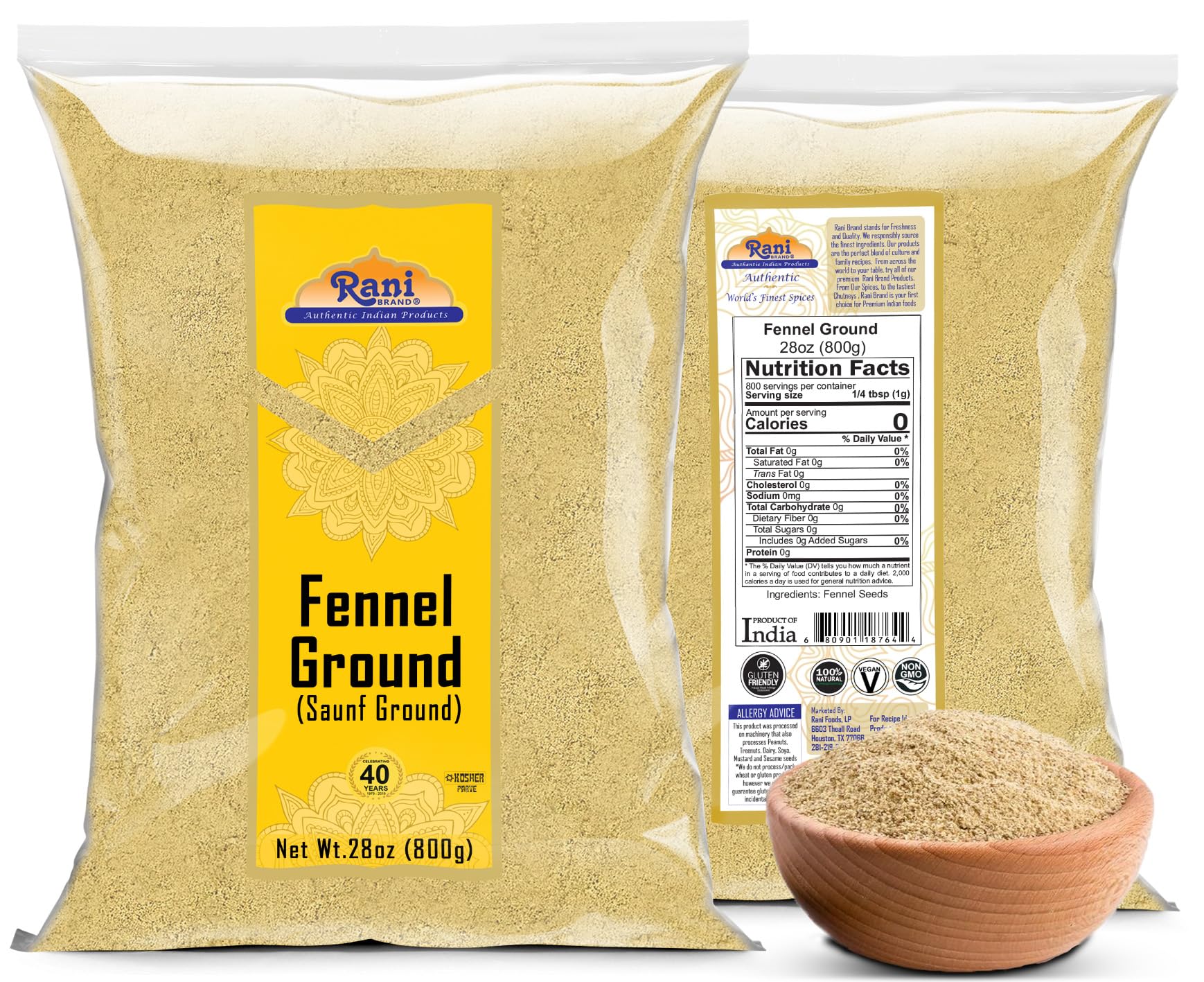 Rani Fennel Ground (Saunf) Powder Spice 28oz (1.75lbs) 800g ~ All Natural | Gluten Friendly | NON-GMO | Kosher | Vegan | Indian Origin - Image 6