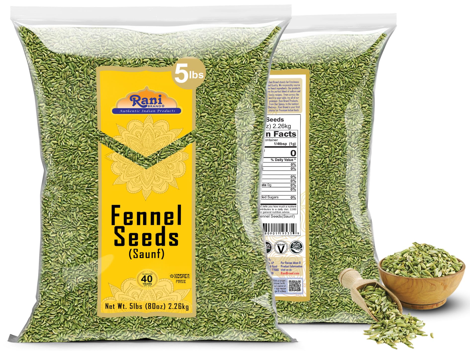 Rani Fennel (Saunf) Seeds Whole, Indian Spice 80oz (5lbs) 2.26kg ~ All Natural | Gluten Friendly | NON-GMO | Kosher | Vegan | Indian Origin - Image 6