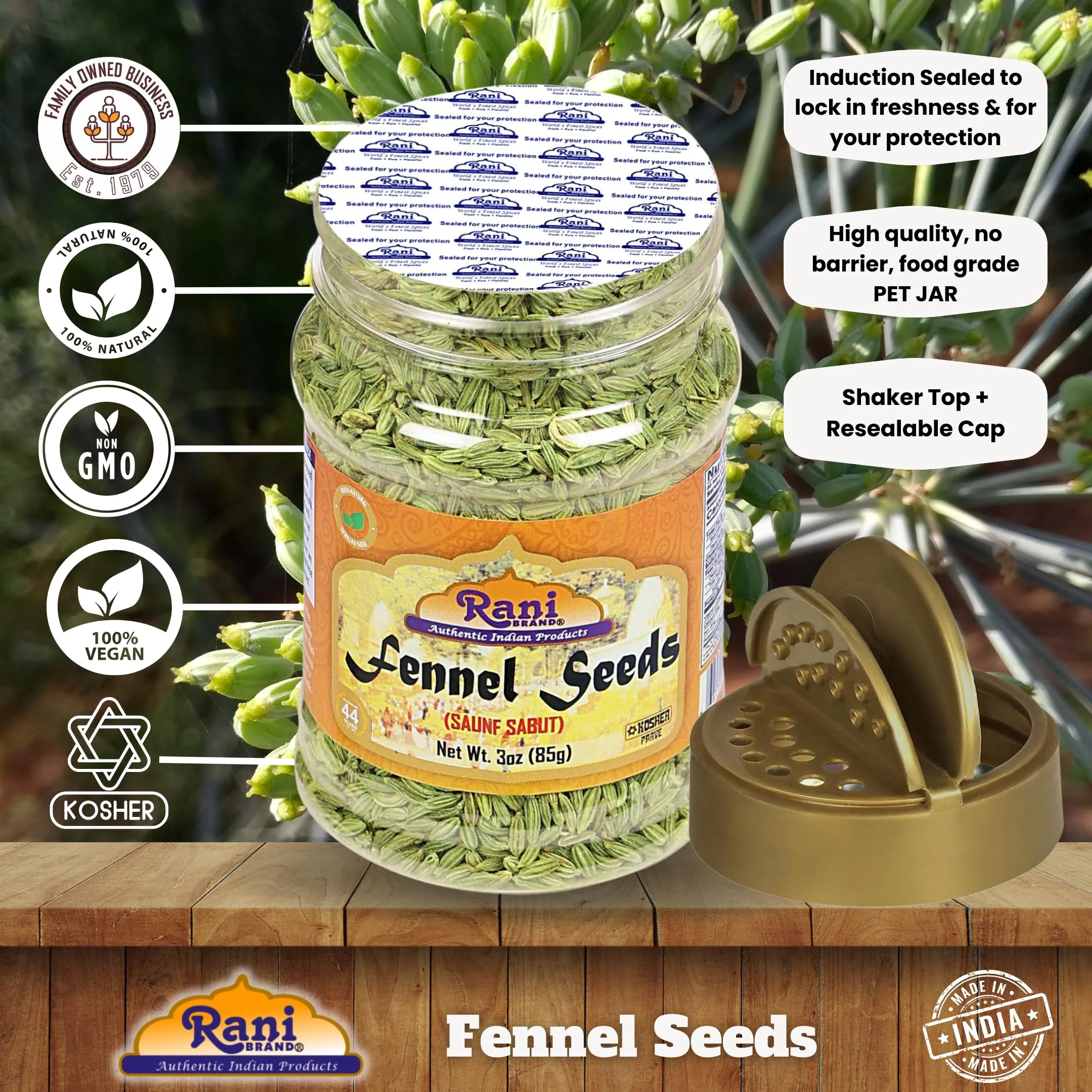 Rani Fennel Seeds (Saunf Sabut) Whole Spice 3oz (85g) PET Jar ~ All Natural | Gluten Friendly | NON-GMO | Kosher | Vegan | Indian Origin - Image 4