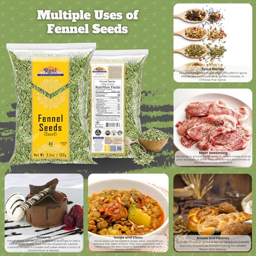 Rani Fennel Seeds (Saunf Sabut) Whole Spice 3.5oz (100g) All Natural ~ Gluten Friendly | NON-GMO | Kosher | Vegan | Indian Origin - Image 2