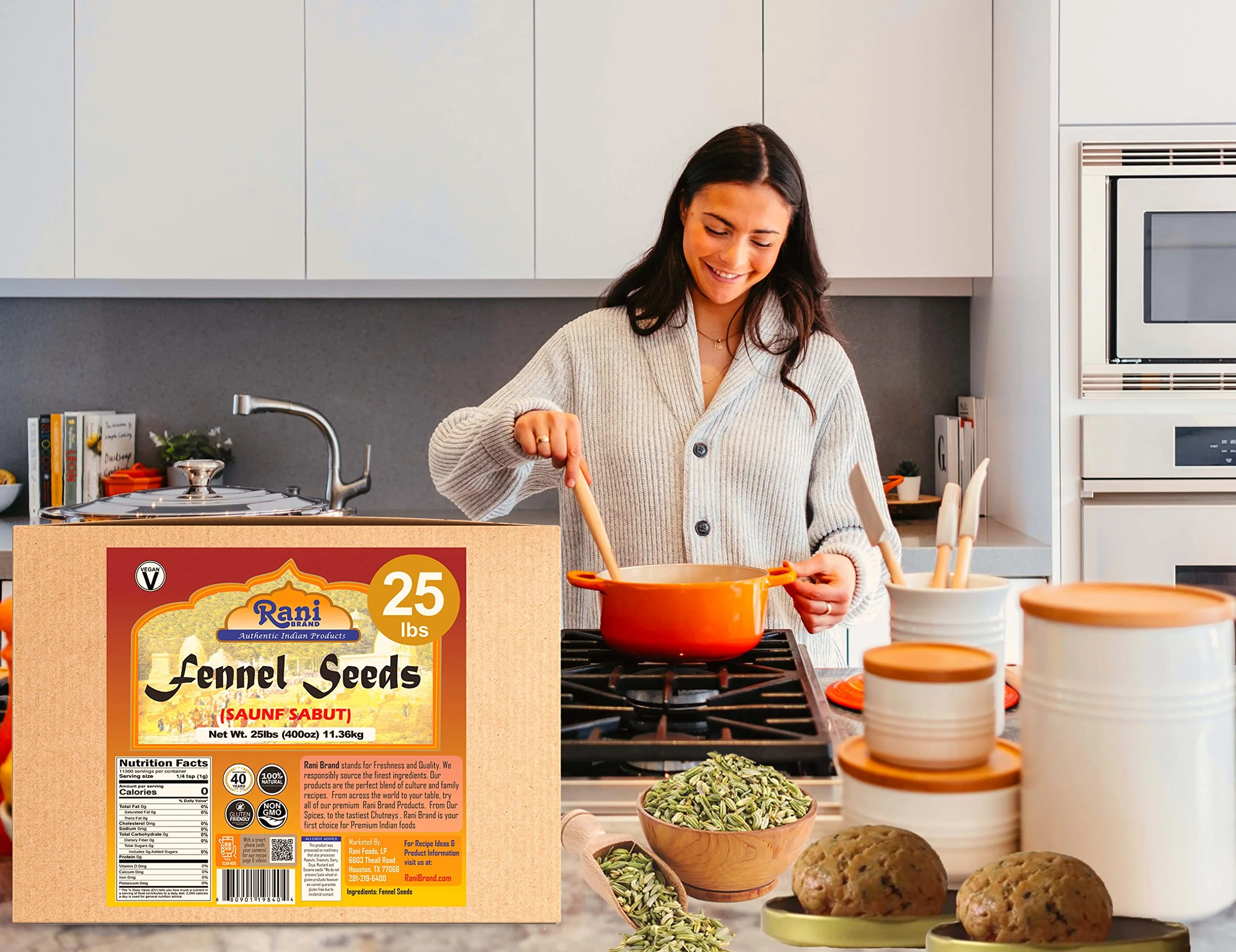 Rani Fennel Seeds (Saunf Sabut) Whole Spice 400oz (25lbs) 11.36kg Bulk Box ~ All Natural | Gluten Friendly | NON-GMO | Vegan | Indian Origin - Image 2