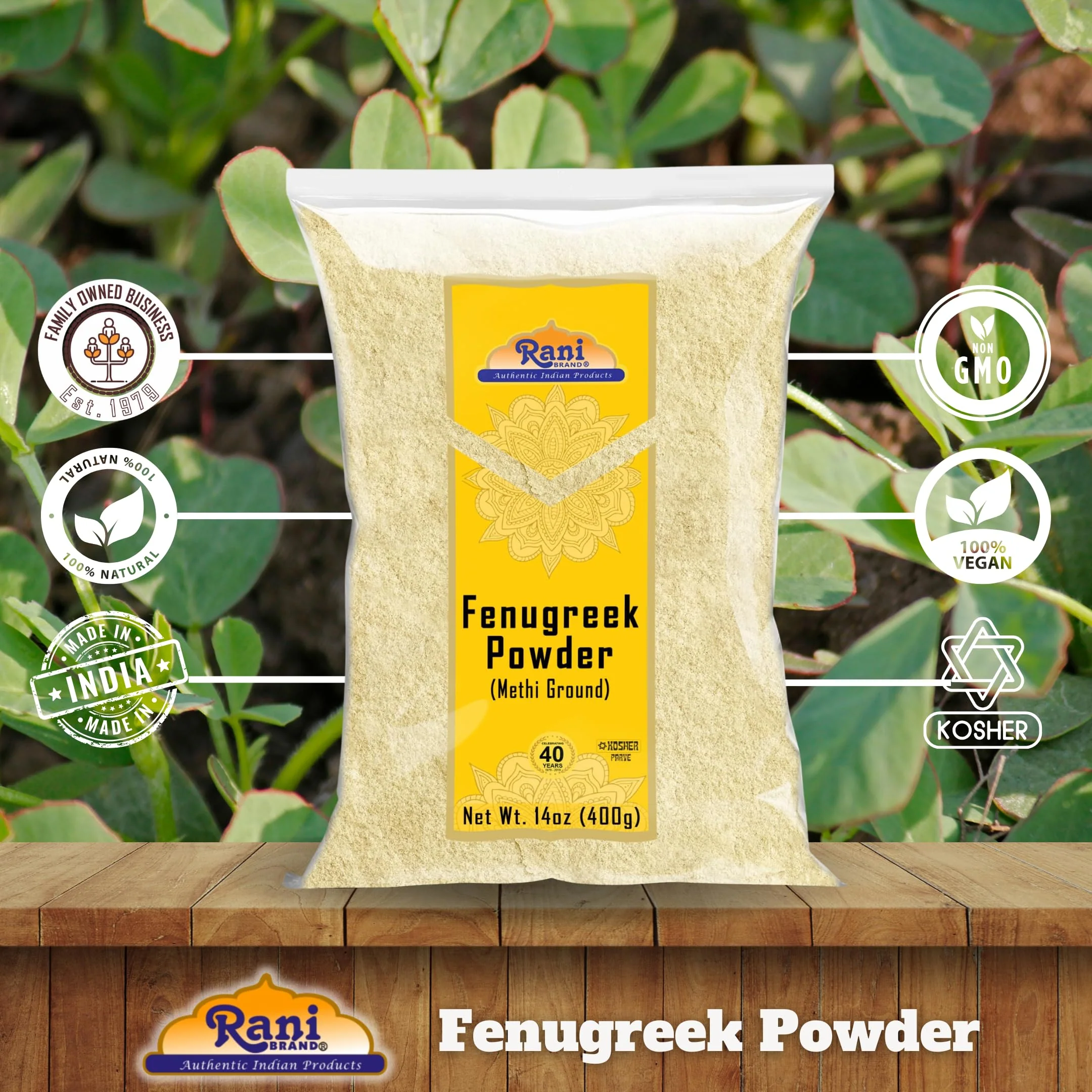 Rani Fenugreek (Methi) Seeds Ground Powder 14oz (400g) Trigonella foenum graecum ~ All Natural | Vegan | Gluten Friendly | Non-GMO | Kosher | Indian Origin, used in cooking & Ayurvedic spice - Image 4