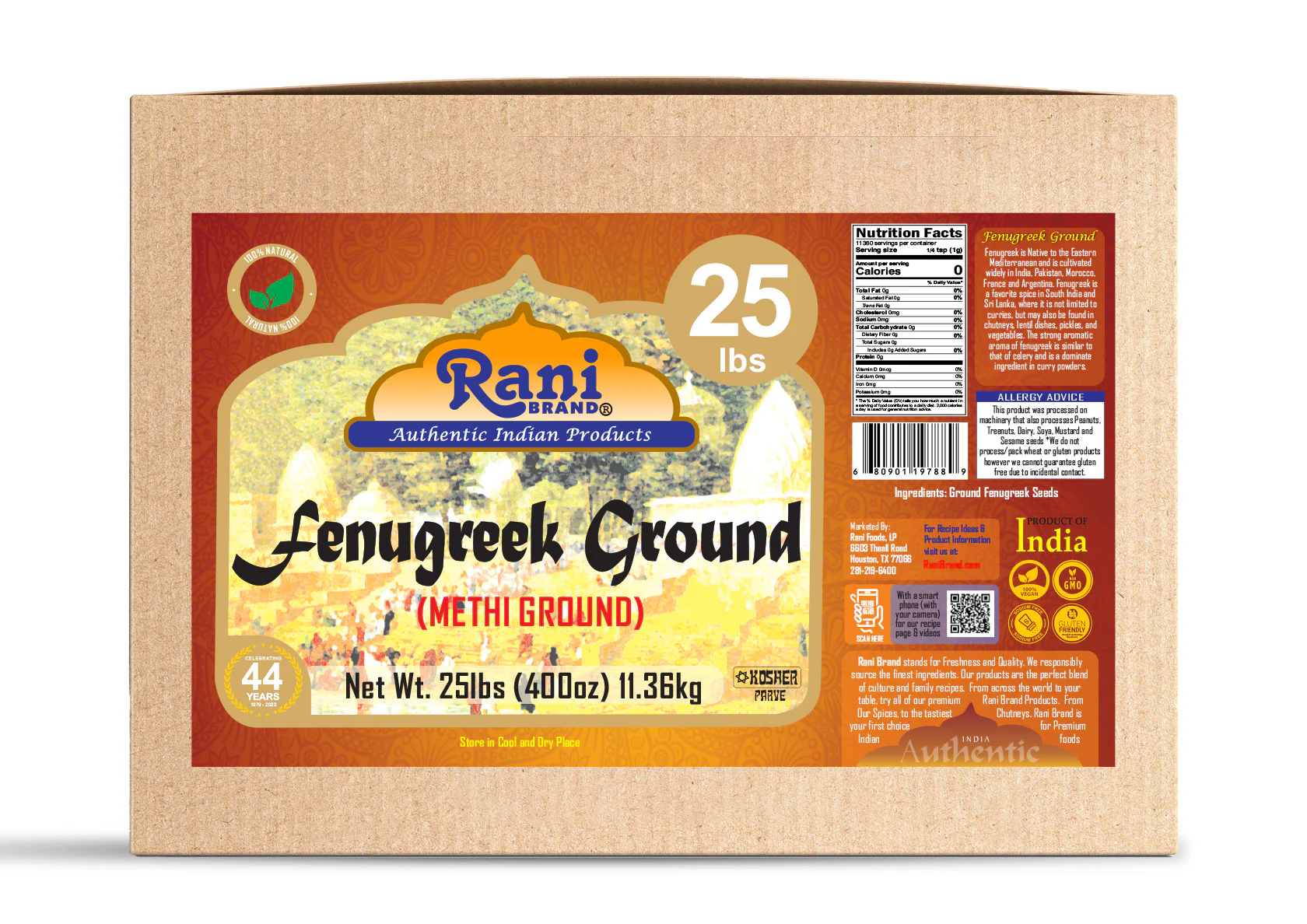 Rani Fenugreek (Methi) Seeds Ground Powder 400oz (25lb) 11.36kg Bulk Box, Trigonella foenum graecum ~ All Natural | Vegan | Gluten Friendly | Non-GMO | Indian Origin, used in cooking & Ayurvedic spice - Image 6