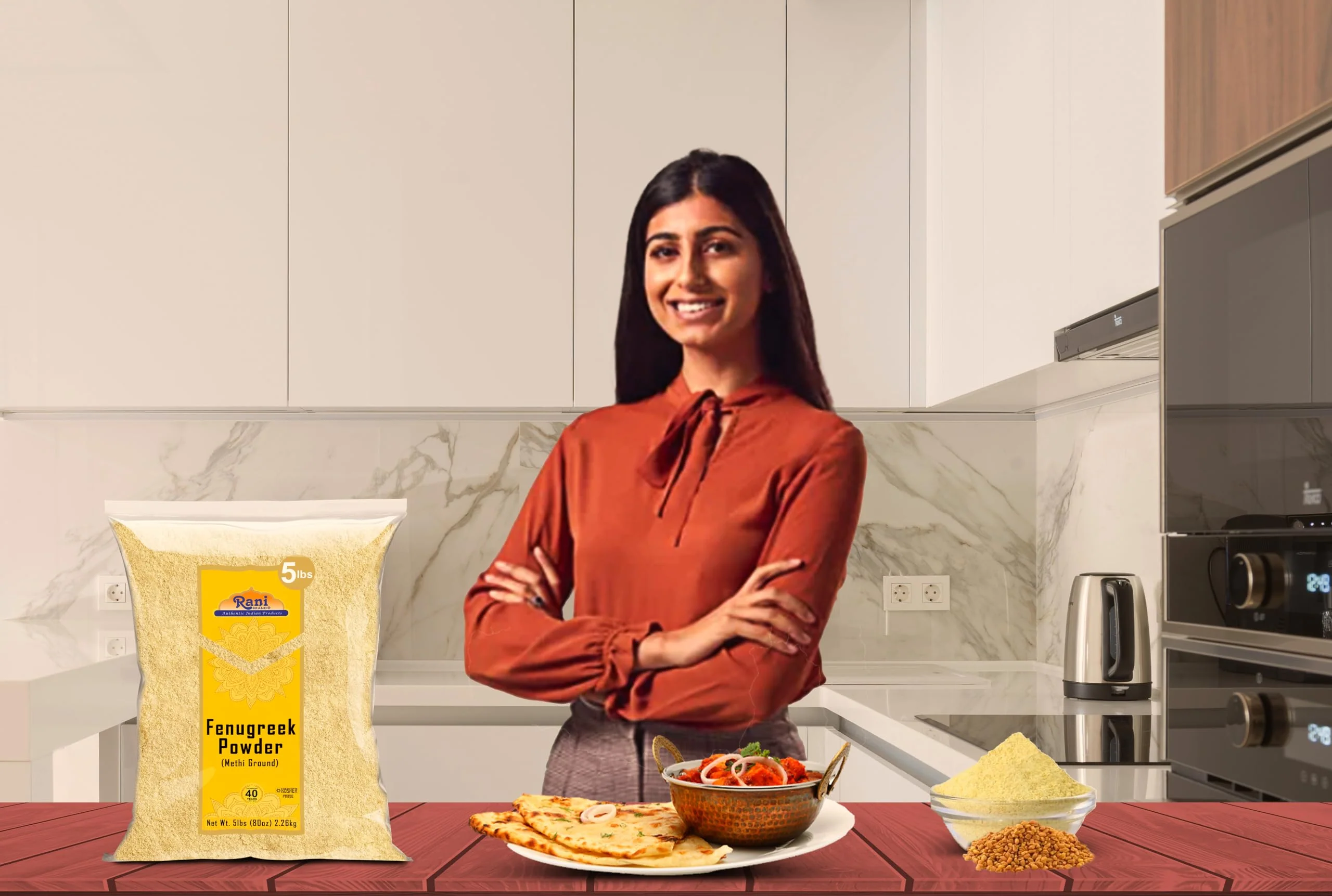Rani Fenugreek (Methi) Seeds Ground Powder 80oz (5lbs) 2.27kg Trigonella foenum graecum ~ All Natural | Vegan | Gluten Friendly | Non-GMO | Kosher| Indian Origin, used in cooking & Ayurvedic spice - Image 2