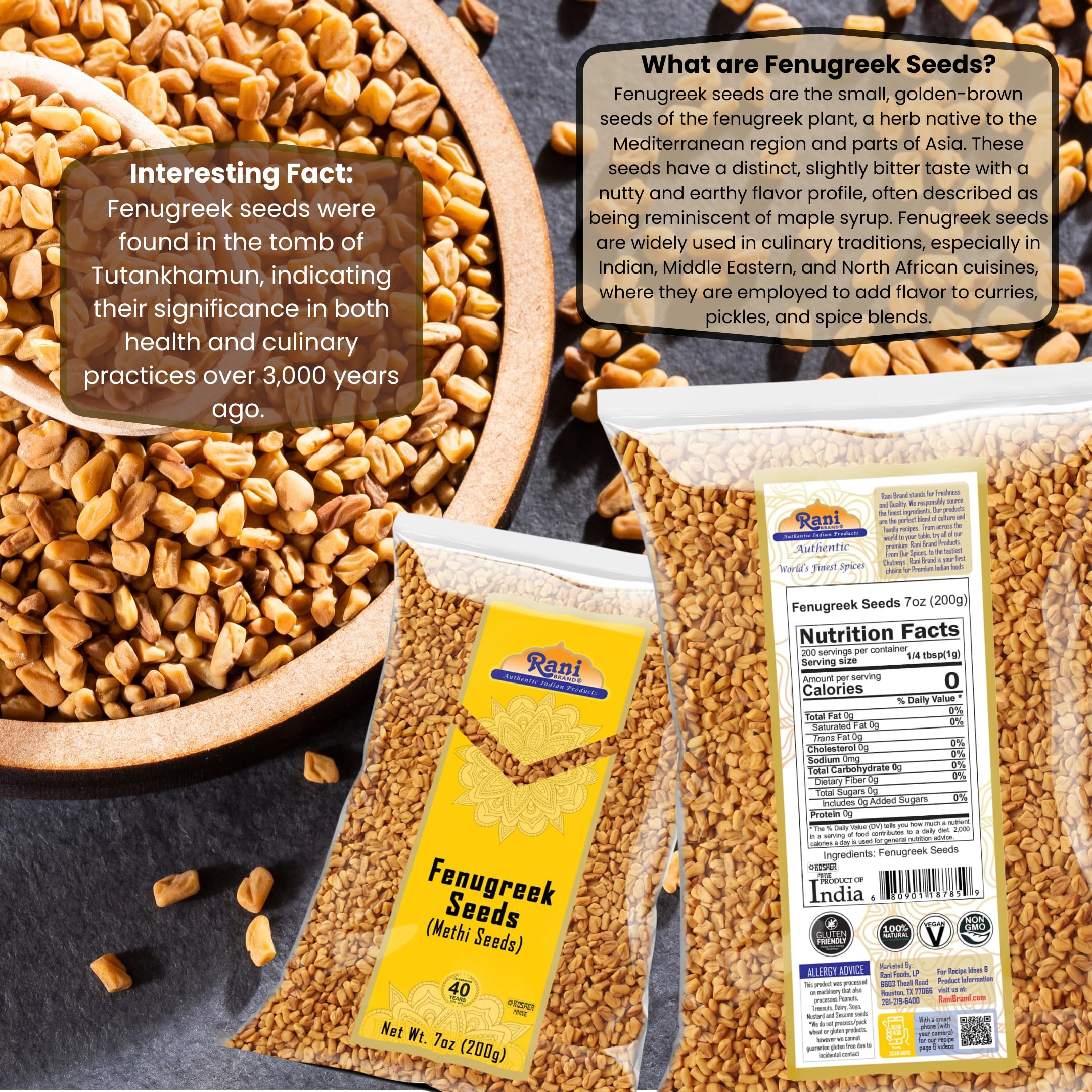 Rani Fenugreek (Methi) Seeds Whole 7oz (200g) Trigonella foenum graecum ~ All Natural | Vegan | Gluten Friendly | Non-GMO | Kosher | Indian Origin - Image 3