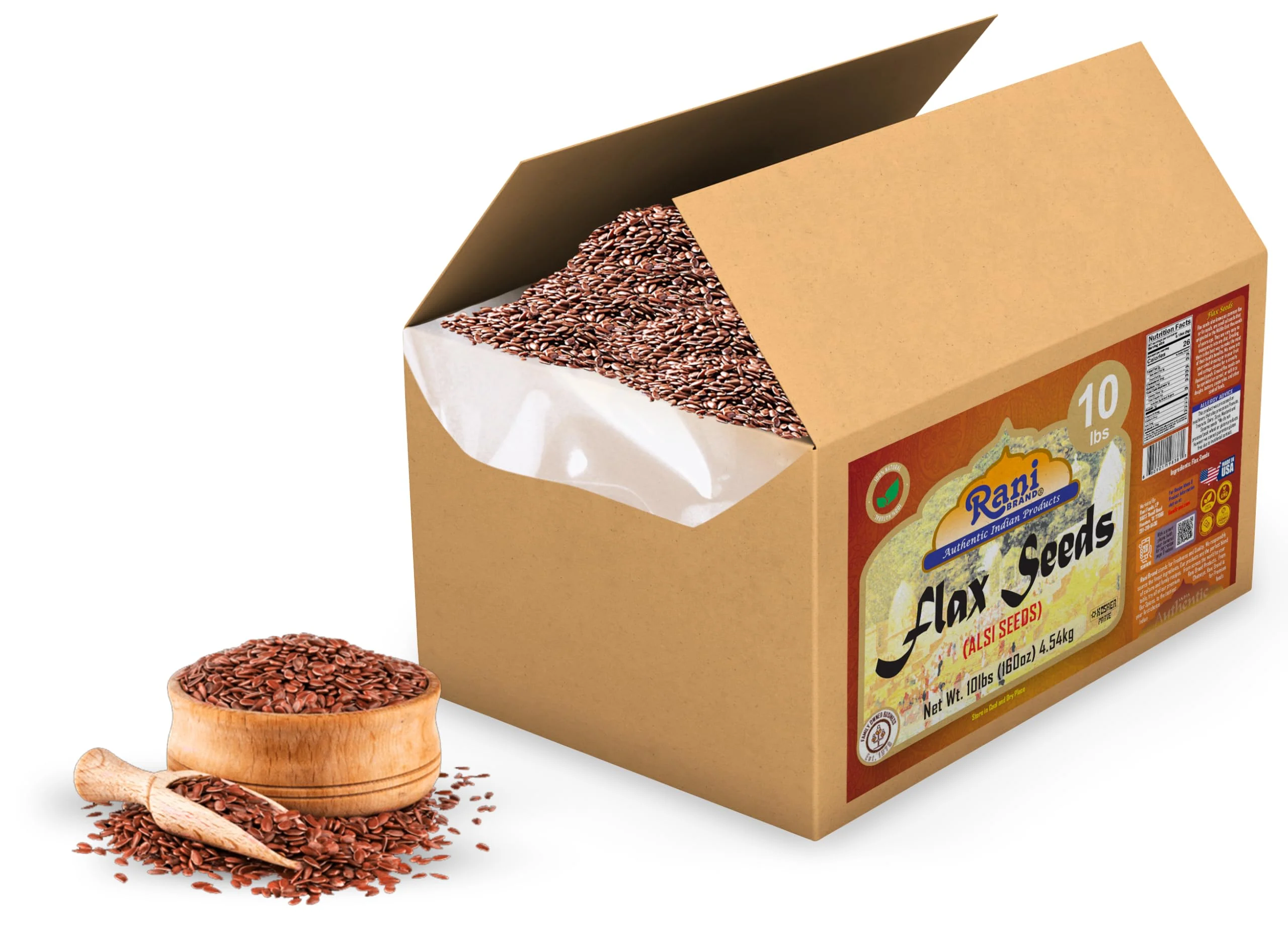 Rani Flax Seeds Whole Raw (Alsi, Linum usitatissimum) 160oz (10lbs) 4.54kg Bulk Box ~ All Natural | Gluten Friendly | Non-GMO | Kosher | Vegan | Indian Origin - Image 7