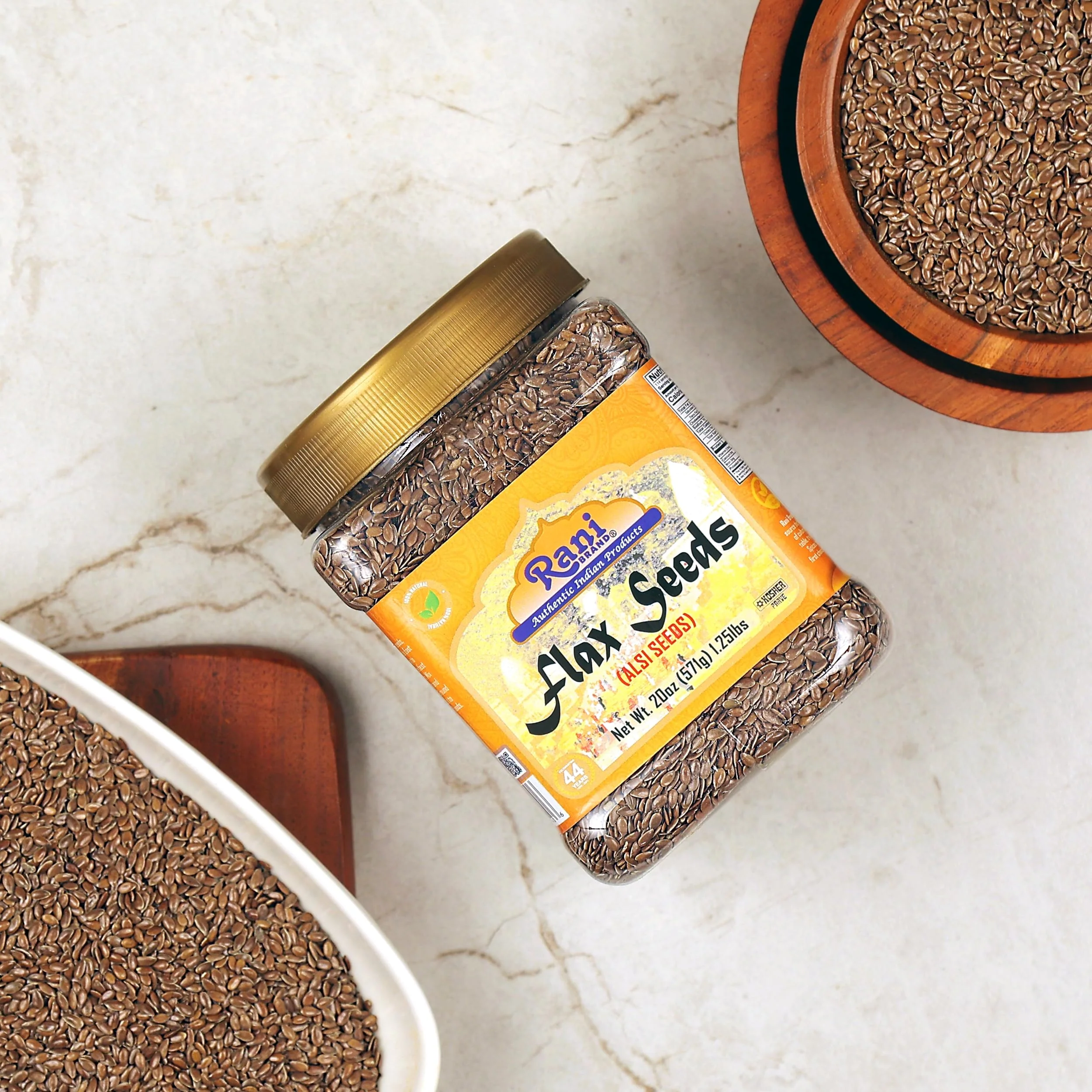 Rani Flax Seeds Whole Raw (Alsi, Linum usitatissimum) 20oz (567g) PET Jar | All Natural ~ Gluten Friendly | NON-GMO | Vegan | Kosher | Product of USA - Image 5