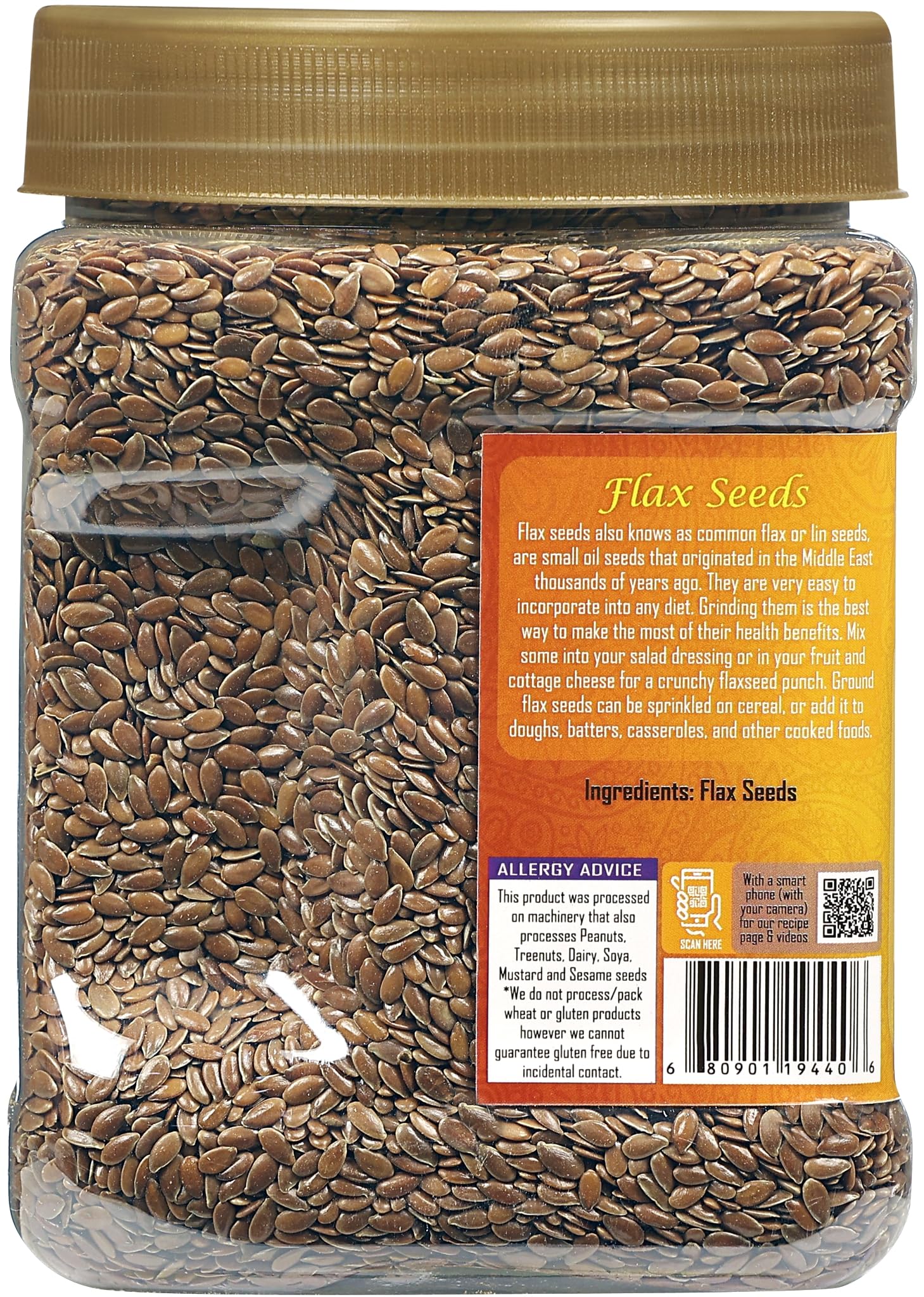 Rani Flax Seeds Whole Raw (Alsi, Linum usitatissimum) 20oz (567g) PET Jar | All Natural ~ Gluten Friendly | NON-GMO | Vegan | Kosher | Product of USA - Image 6