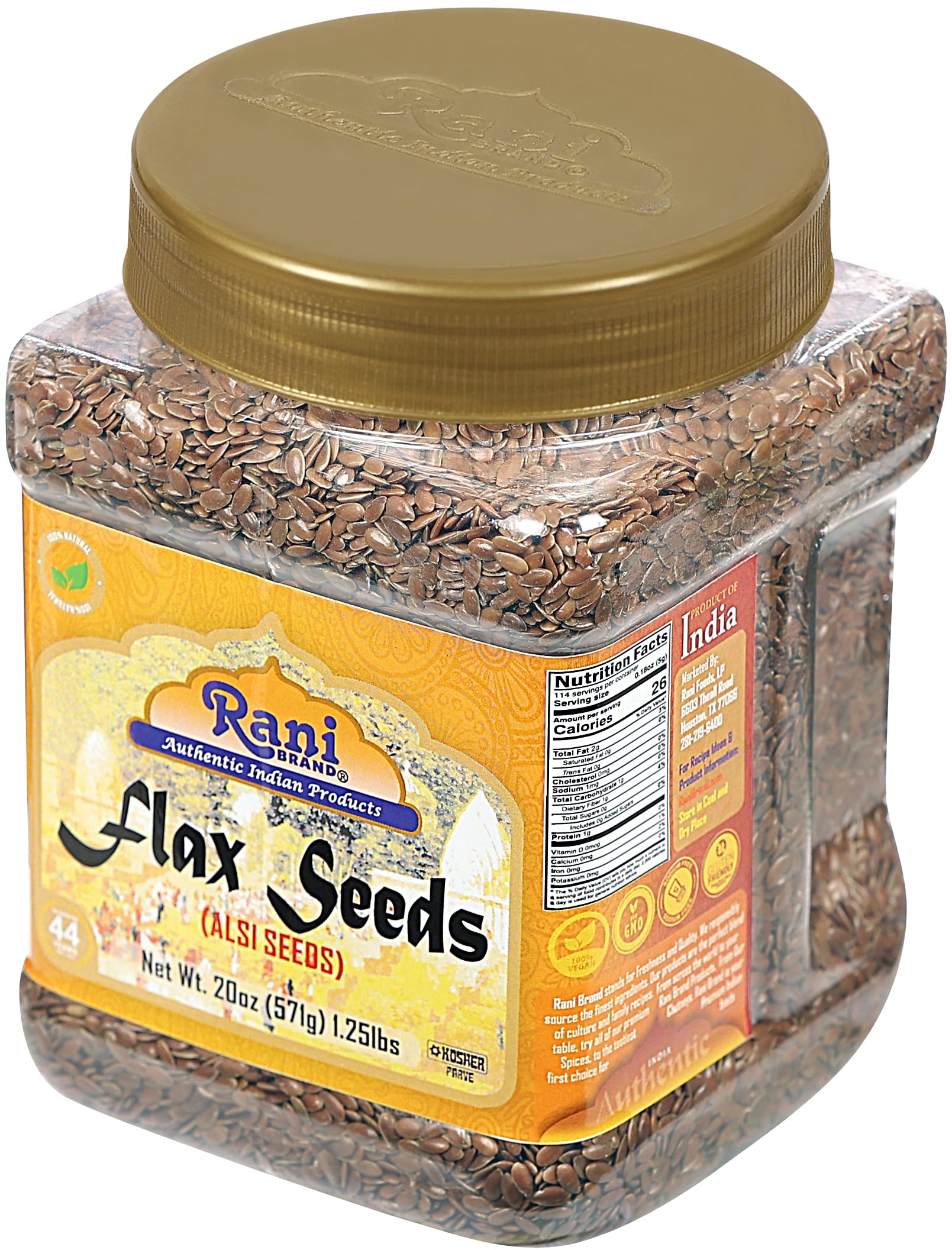Rani Flax Seeds Whole Raw (Alsi, Linum usitatissimum) 20oz (567g) PET Jar | All Natural ~ Gluten Friendly | NON-GMO | Vegan | Kosher | Product of USA - Image 9