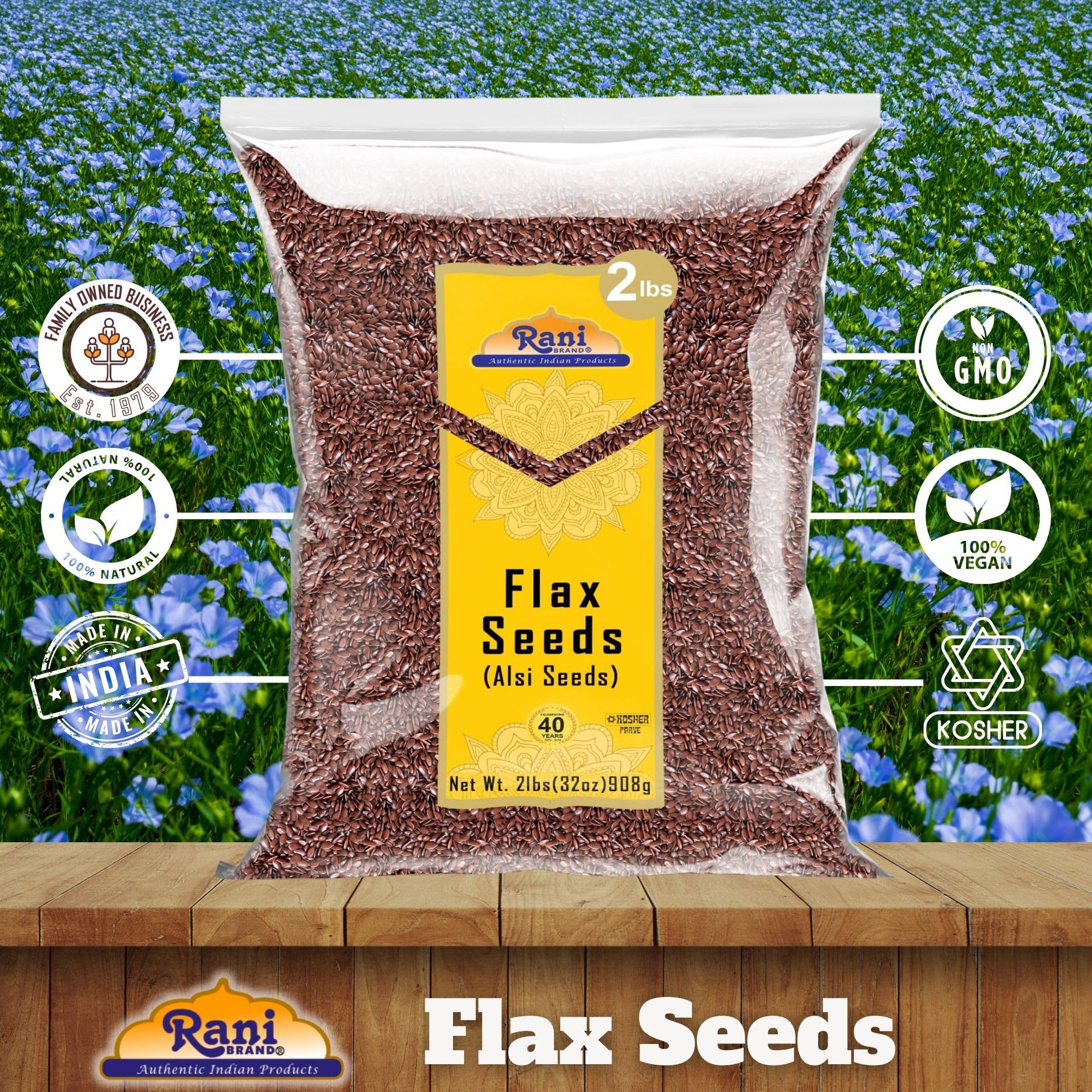Rani Flax Seeds Whole Raw (Alsi, Linum usitatissimum) 32oz (2lbs) 908g ~ All Natural | Gluten Friendly | Non-GMO | Kosher | Vegan | Indian Origin - Image 4