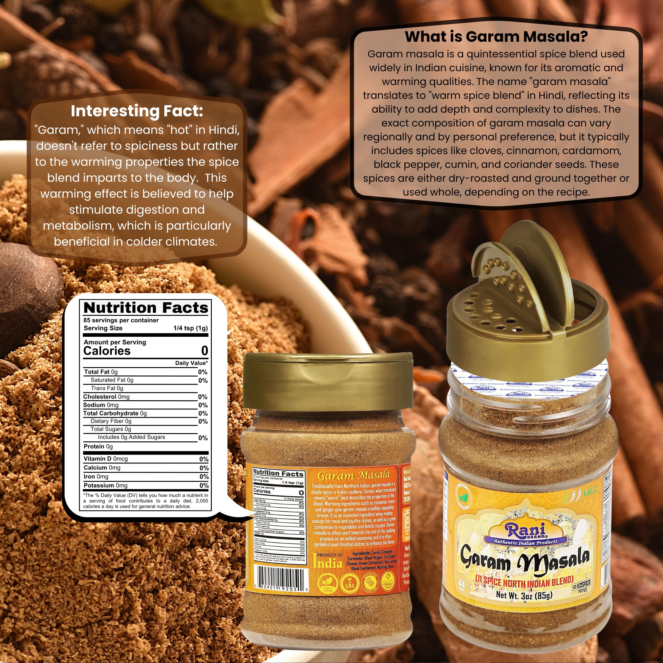 Rani Garam Masala Indian 11 Spice Blend 3oz (85g) Salt Free ~ All Natural | Vegan | Gluten Friendly | NON-GMO | No Colors | Kosher | Indian Origin - Image 4