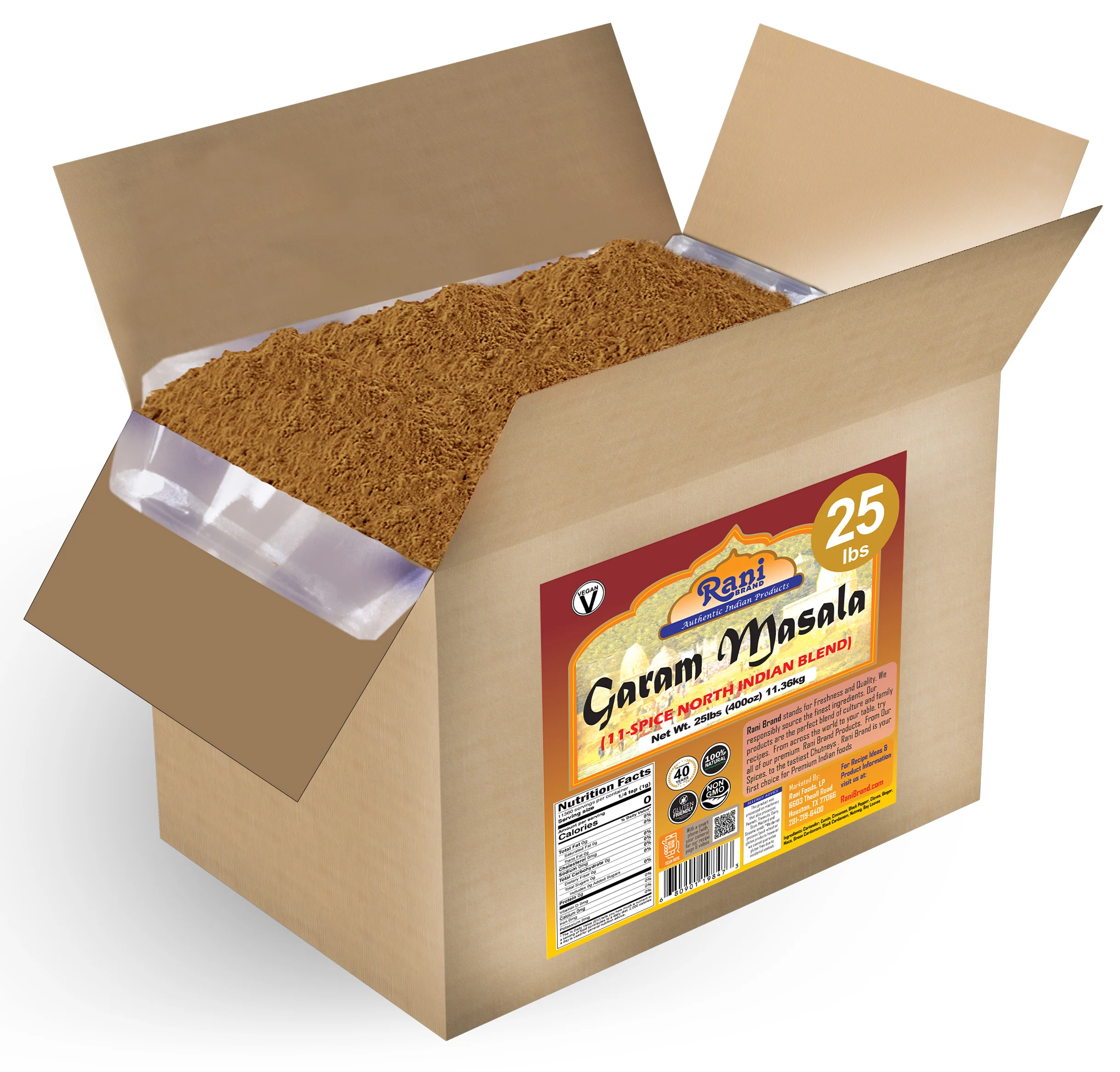 Rani Garam Masala Indian 11-Spice Blend 400oz (25lbs) 11.36kg Bulk Box ~ All Natural, Salt-Free | Vegan | No Colors | Gluten Friendly | NON-GMO
