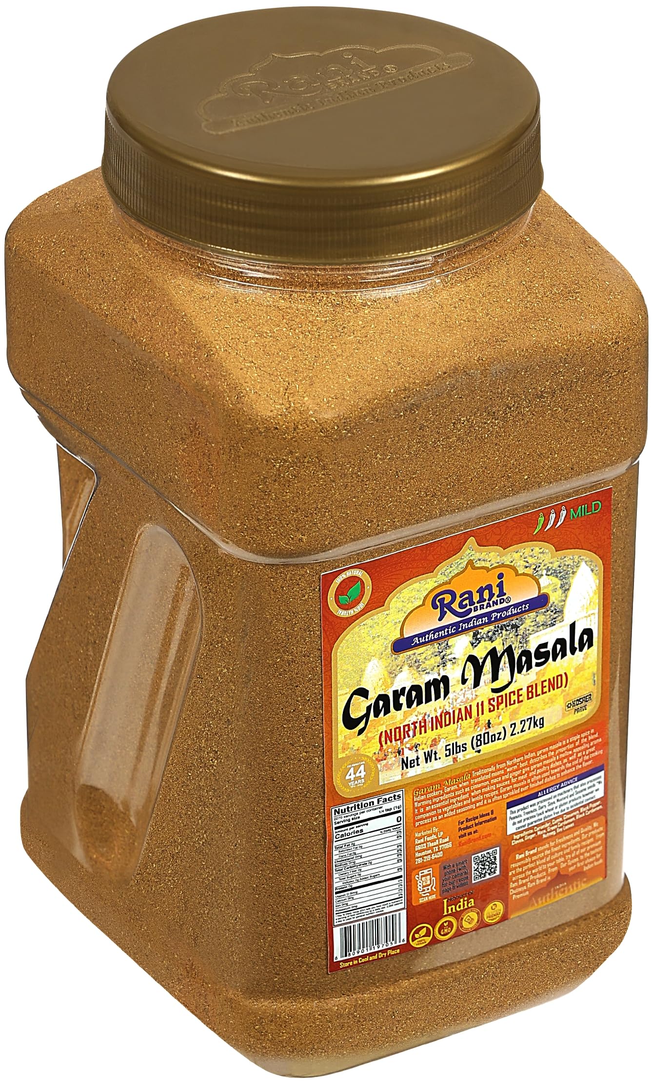 Rani Garam Masala Indian 11-Spice Blend 80oz (5lbs) 2.27kg PET Jar ~ All Natural, Salt-Free | Vegan | No Colors | Gluten Friendly | Kosher | NON-GMO - Image 8