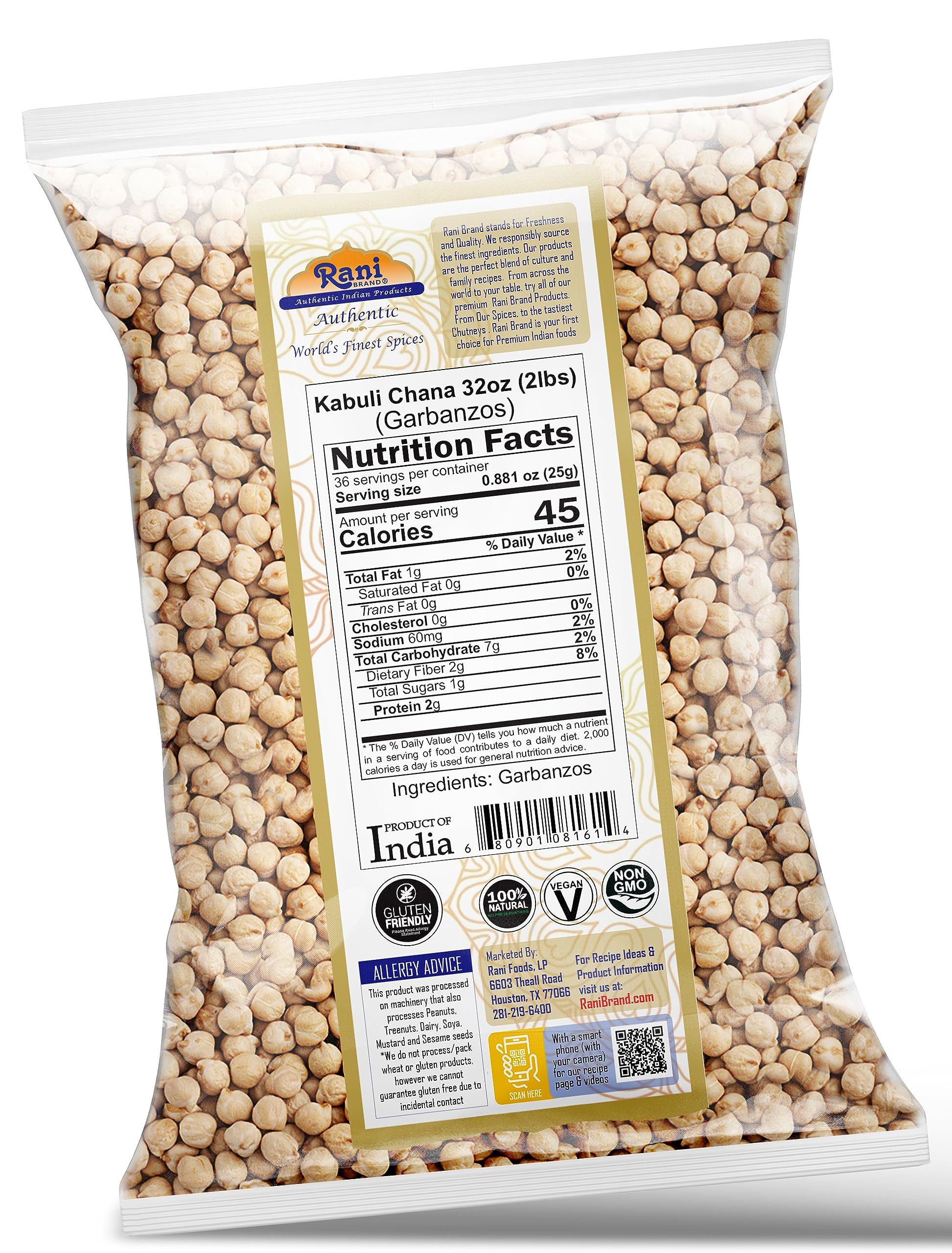 Rani Garbanzo Beans (Kabuli Chana) 32oz (2lbs) 908g ~ All Natural | Vegan | Gluten Friendly | NON-GMO | Kosher | Indian Origin - Image 7