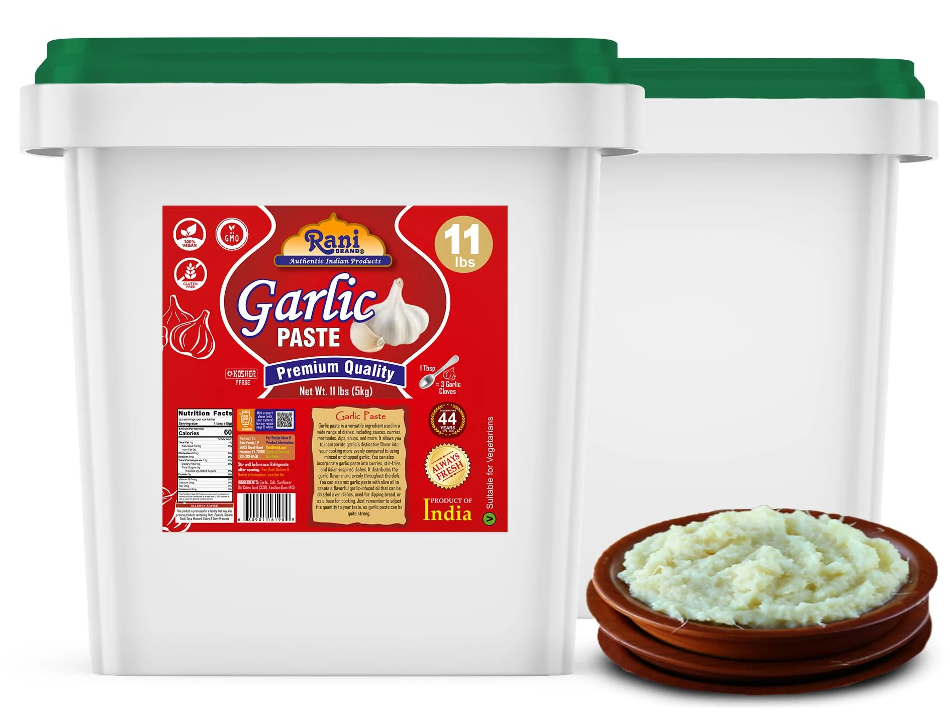Rani Garlic Cooking Paste 176oz (11lbs) 5kg Bulk ~ Vegan | Gluten Free | NON-GMO | Kosher | No Colors | Indian Origin - Image 5