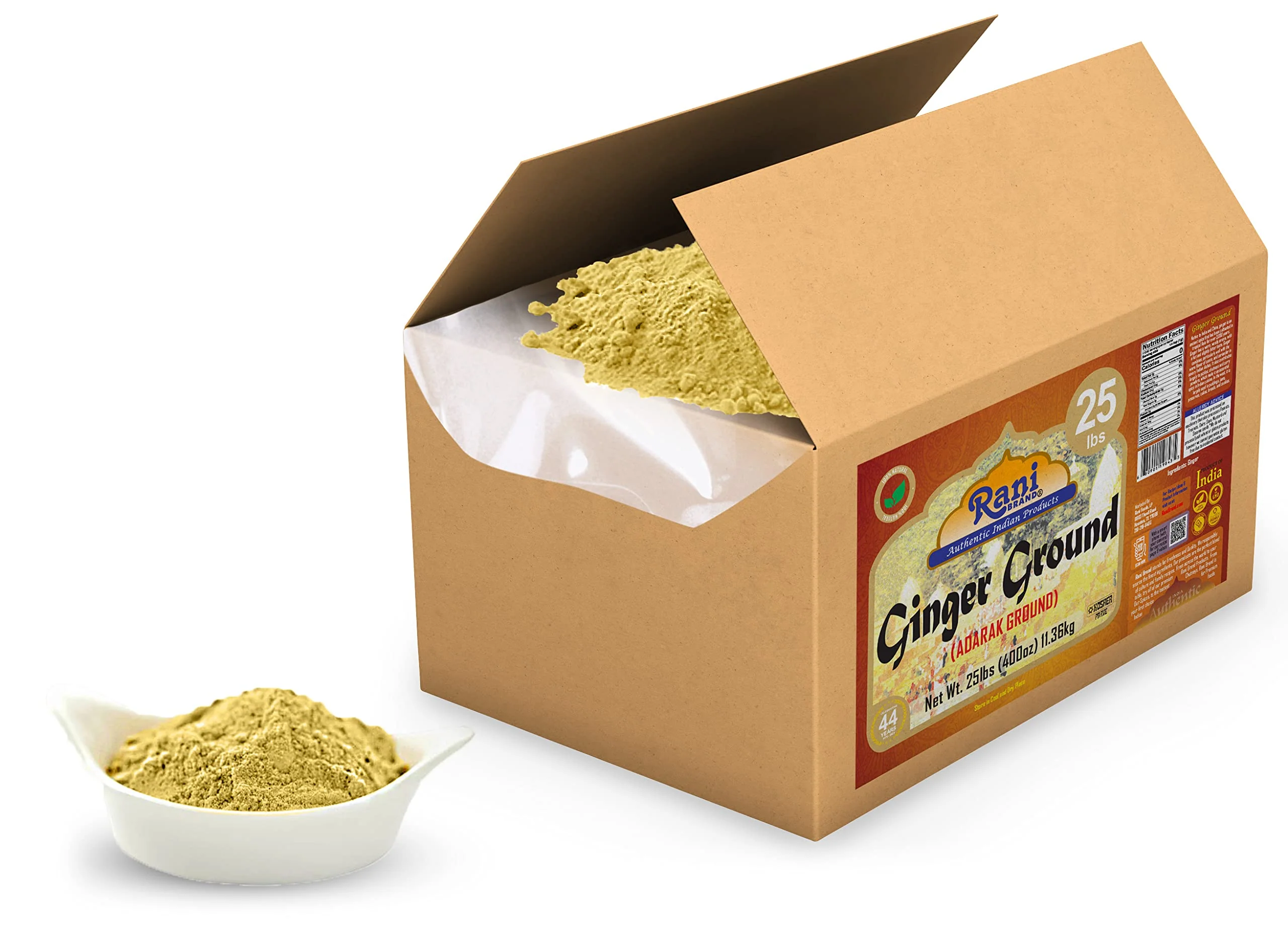 Rani Ginger (Adarak) Powder Ground, Spice 400oz (25lb) 11.36kg Bulk Box ~ All Natural | Vegan | Gluten Friendly | NON-GMO | Kosher | Indian Origin - Image 3