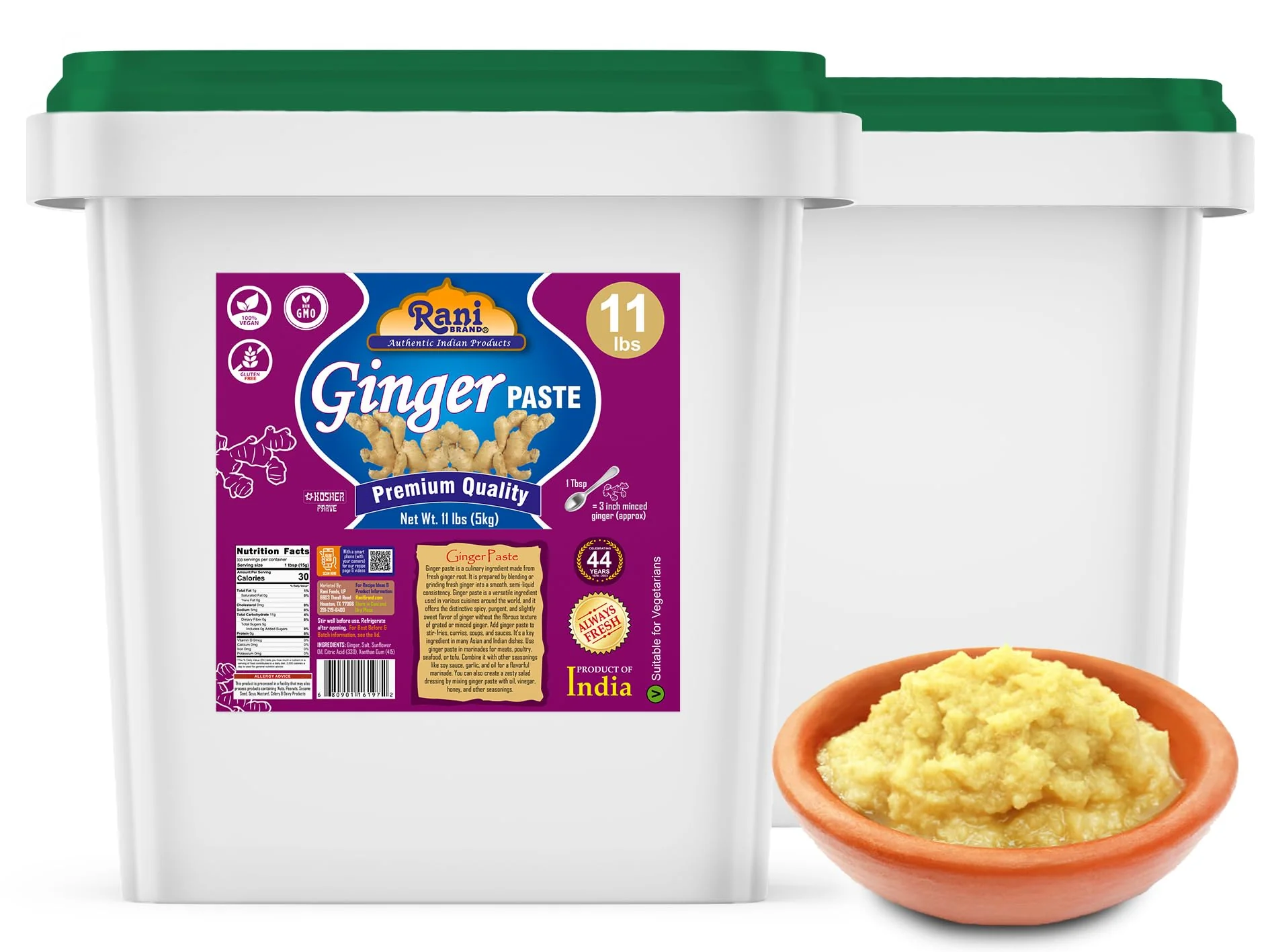 Rani Ginger Cooking Paste 176oz (11lbs) 5kg Bulk ~ Vegan | Gluten Free | NON-GMO | Kosher | No Colors | Indian Origin - Image 8