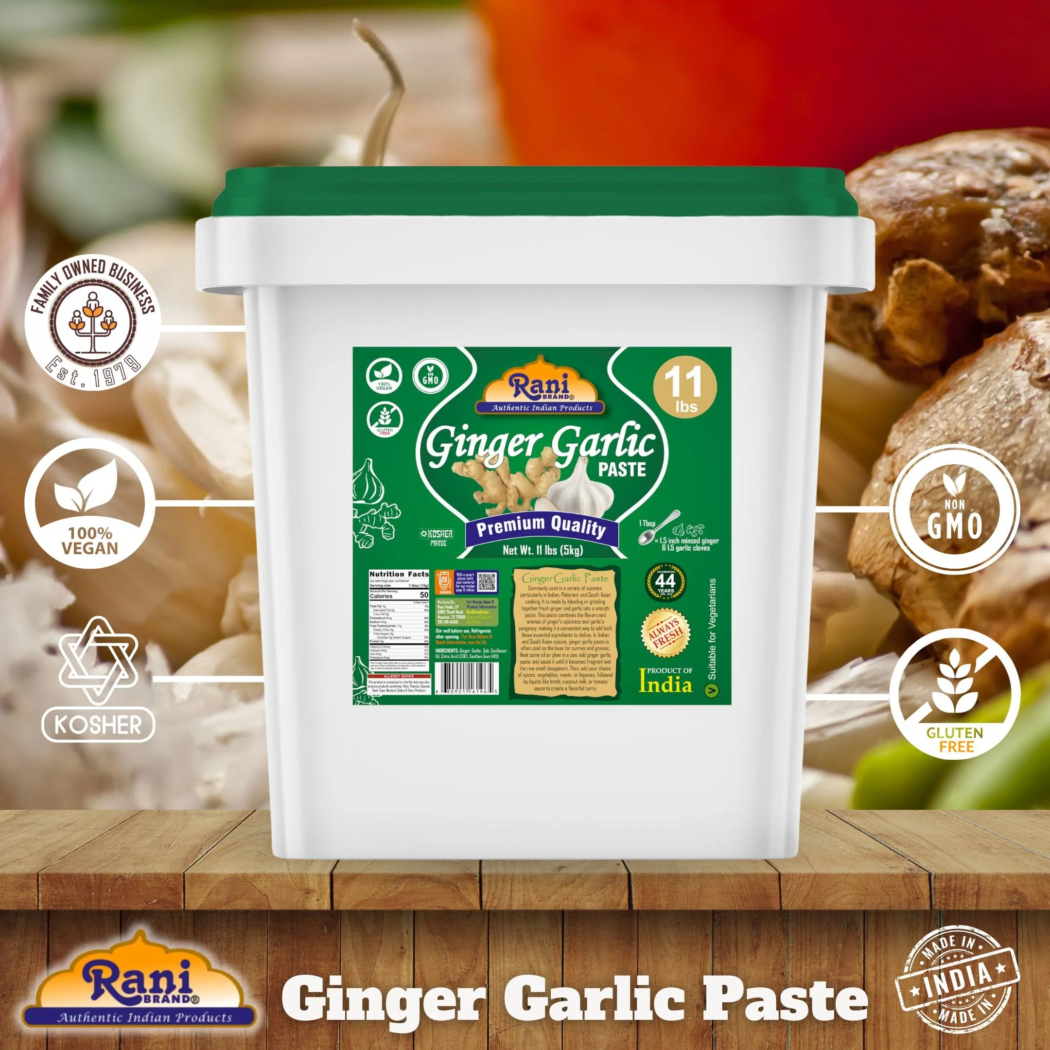 Rani Ginger Garlic Cooking Paste 176oz (11lbs) 5kg Bulk ~ Vegan | Gluten Free | NON-GMO | Kosher | No Colors | Indian Origin - Image 4