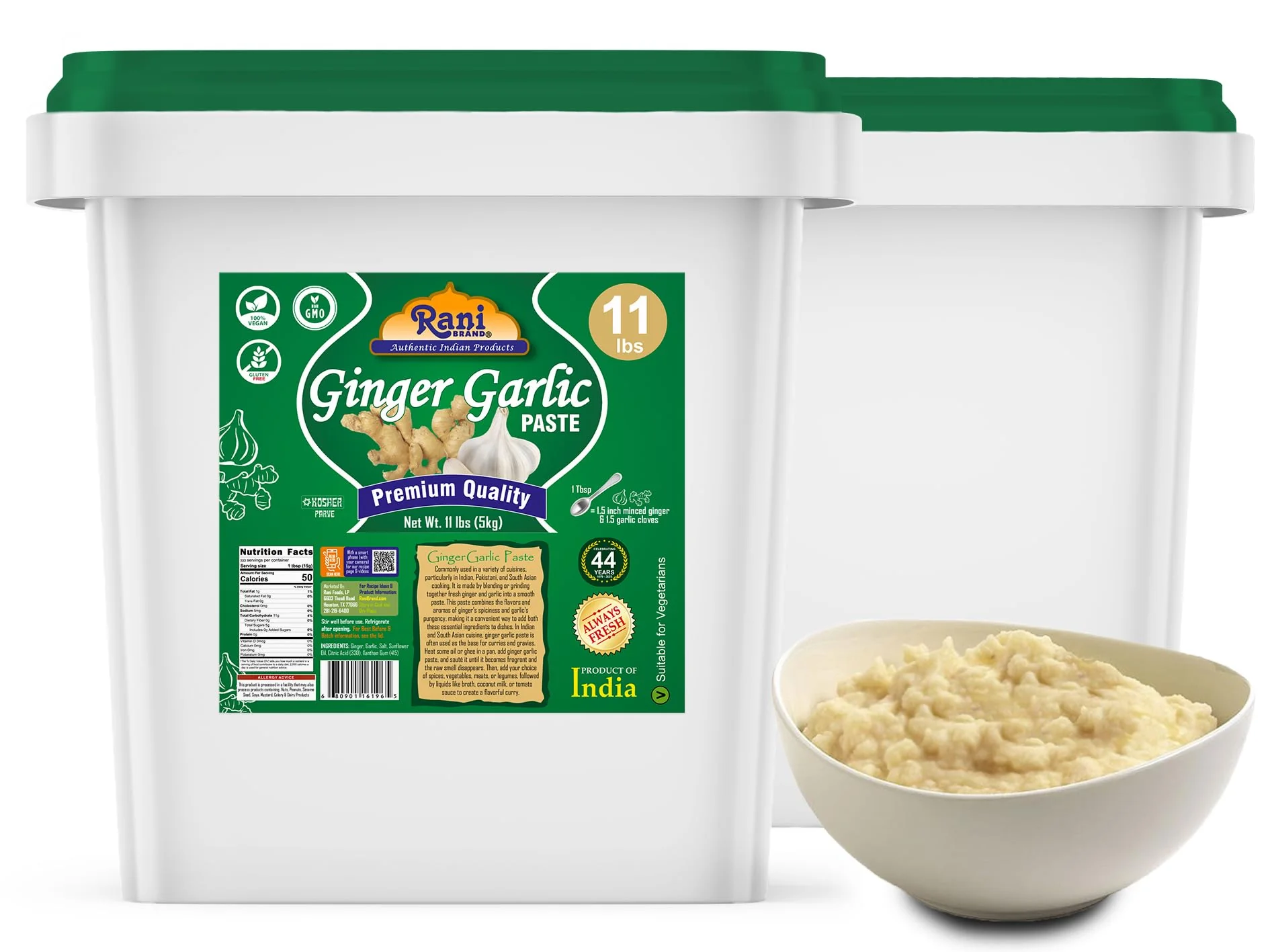 Rani Ginger Garlic Cooking Paste 176oz (11lbs) 5kg Bulk ~ Vegan | Gluten Free | NON-GMO | Kosher | No Colors | Indian Origin - Image 8