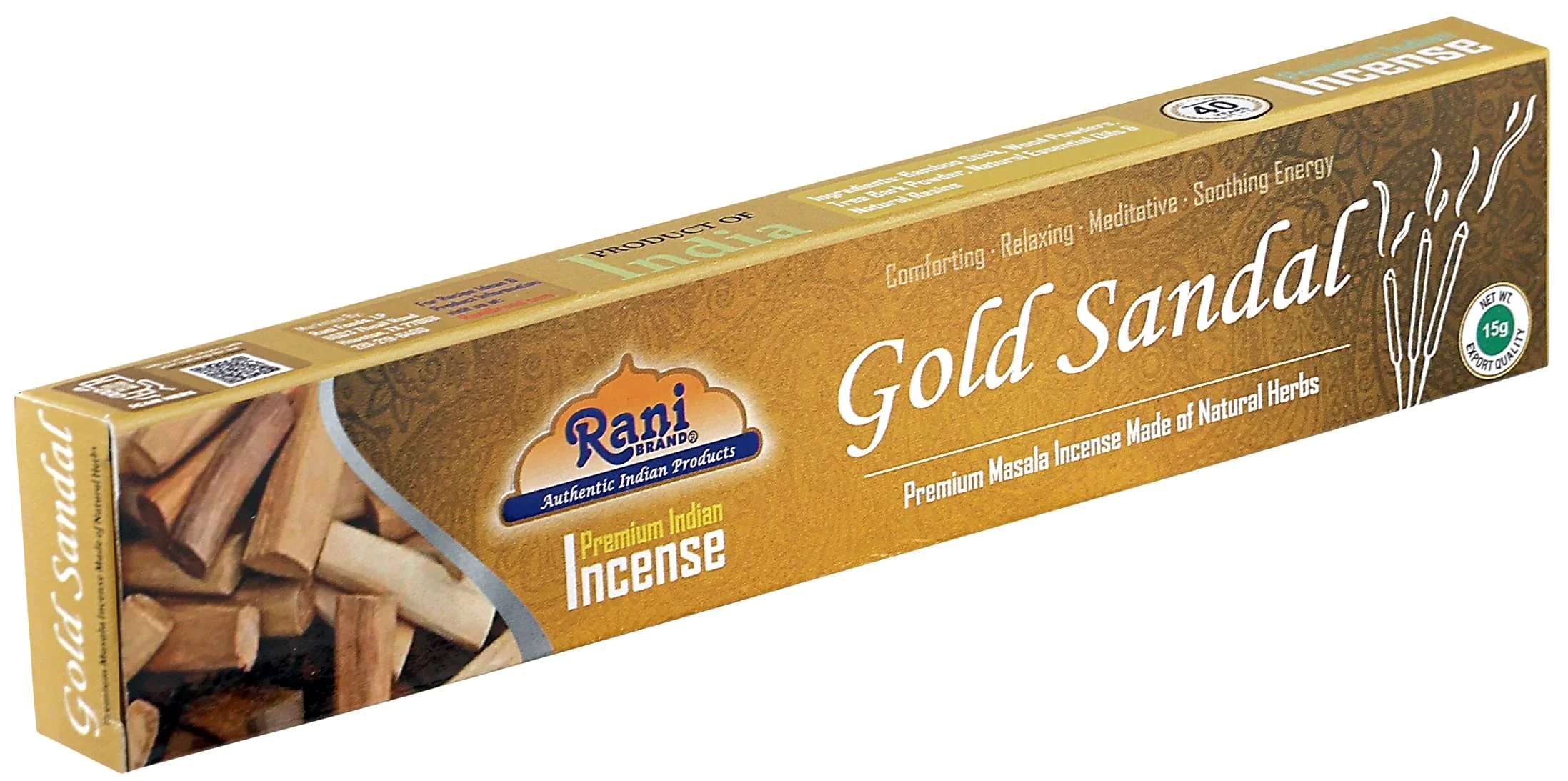 Rani Gold Sandal Incense (Premium Masala Incense Made of Natural Herbs) 15g x 10 Packets ~ Total of 100 Incense sticks | For Puja Purposes | Indian Origin - Image 6