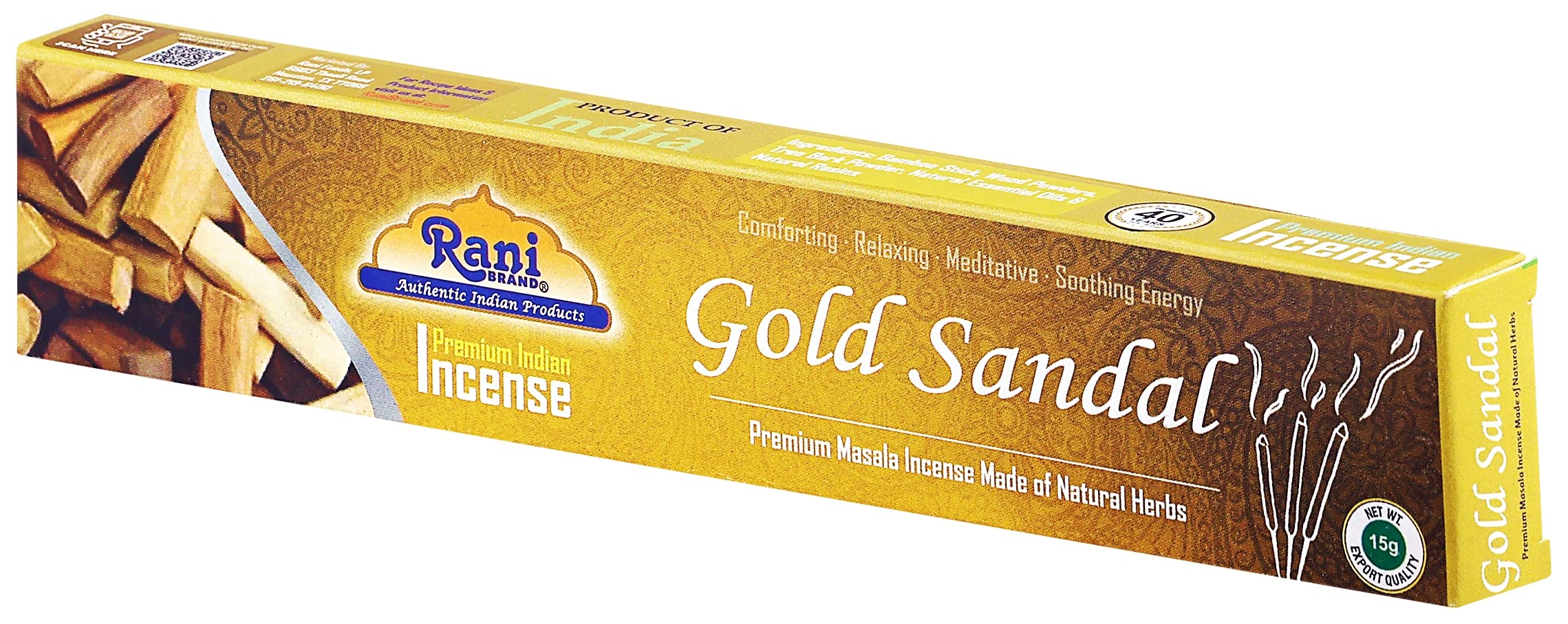 Rani Gold Sandal Incense (Premium Masala Incense Made of Natural Herbs) 15g x 10 Packets ~ Total of 100 Incense sticks | For Puja Purposes | Indian Origin - Image 8
