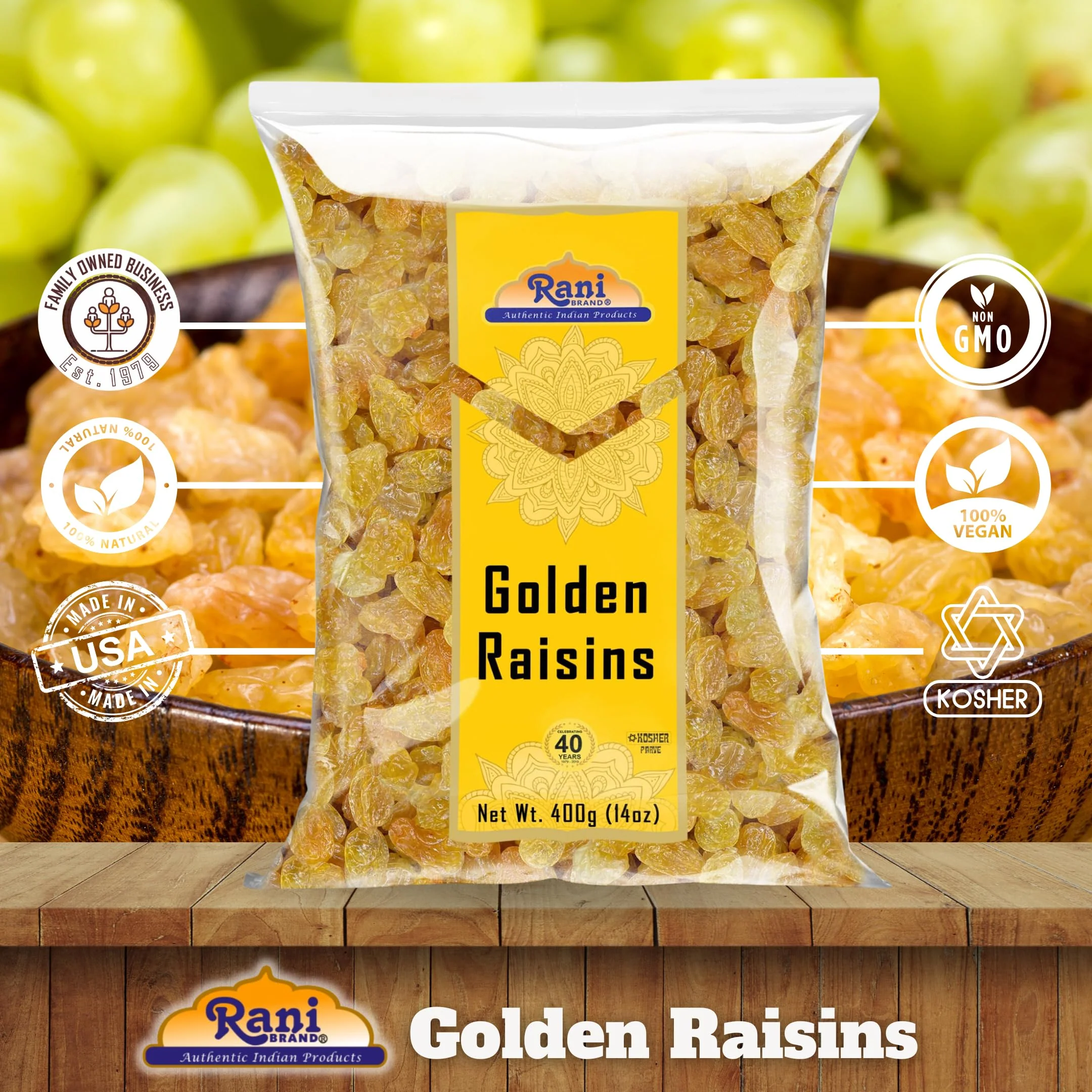 Rani Golden Raisins 14oz (400g) ~ All Natural | Gluten Friendly | NON-GMO | Kosher | Vegan | Product of USA - Image 4