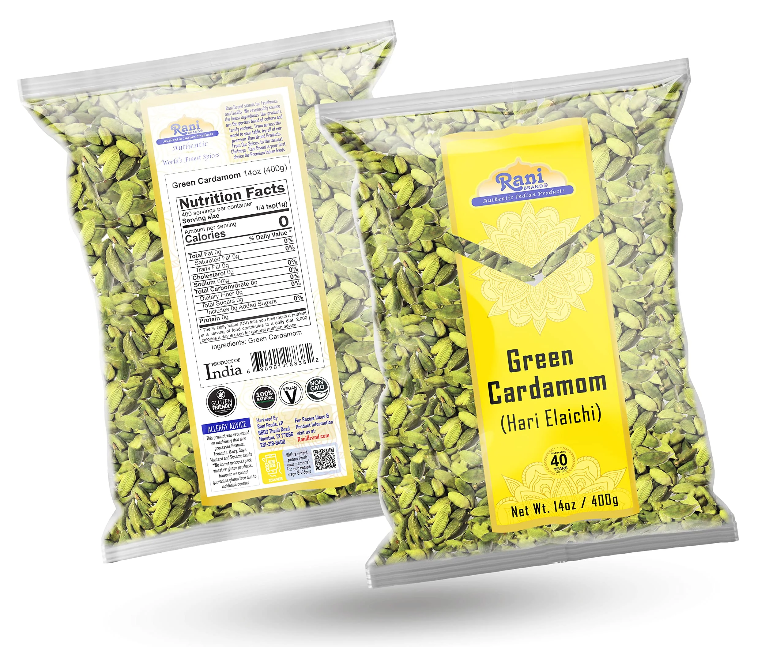 Rani Green Cardamom Pods Spice (Hari Elachi) 14oz (400g) ~ All Natural | Vegan | Gluten Friendly | NON-GMO | Kosher | Product of India - Image 8