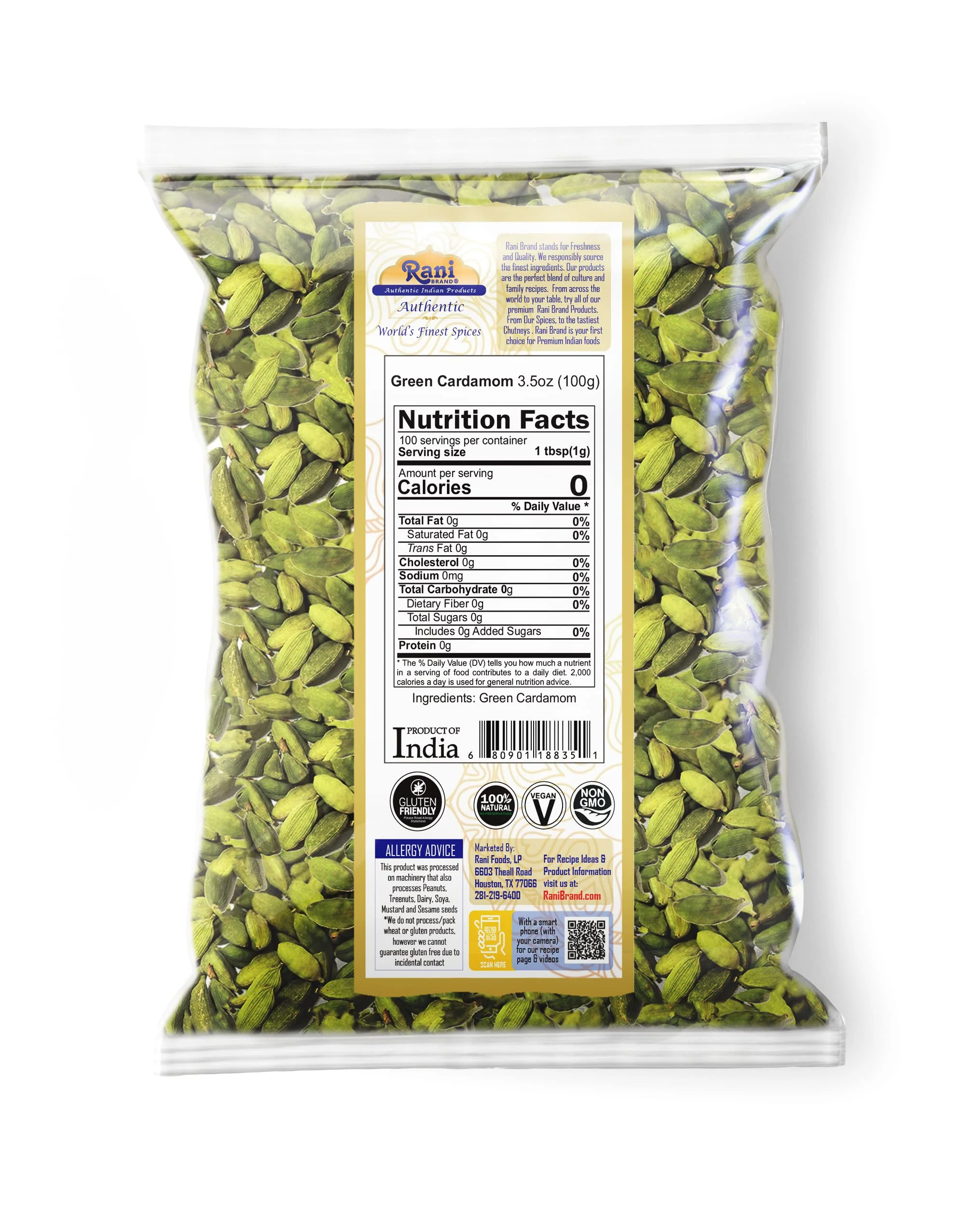 Rani Green Cardamom Pods Spice (Hari Elachi) 3.5oz (100g) ~ All Natural | Vegan | Gluten Friendly | NON-GMO | Kosher | Product of India - Image 6