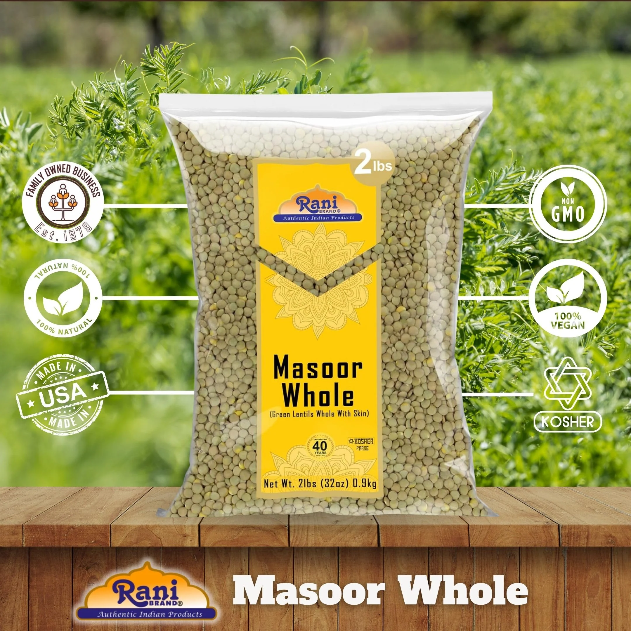 Rani Masoor Whole (Green Lentils Whole With Skin) 32oz (2lbs) 908g ~ All Natural | Vegan | Gluten Friendly | Non-GMO | Kosher | Product of USA - Image 4
