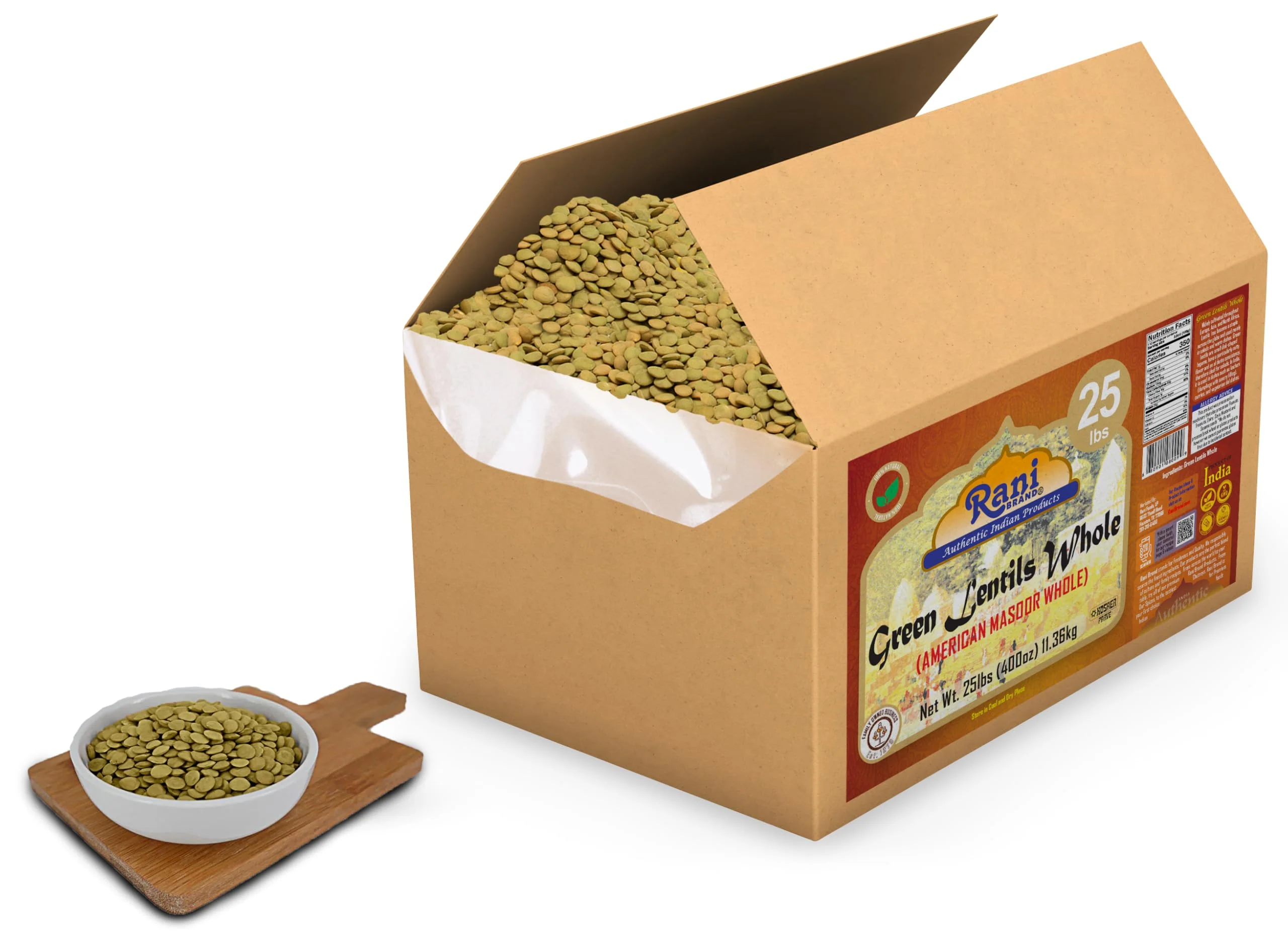 Rani Green Lentils Whole 400oz (25lbs) 11.36kg Bulk Box ~ All Natural | Vegan | Gluten Friendly | Non-GMO | Kosher | Product of USA - Image 4