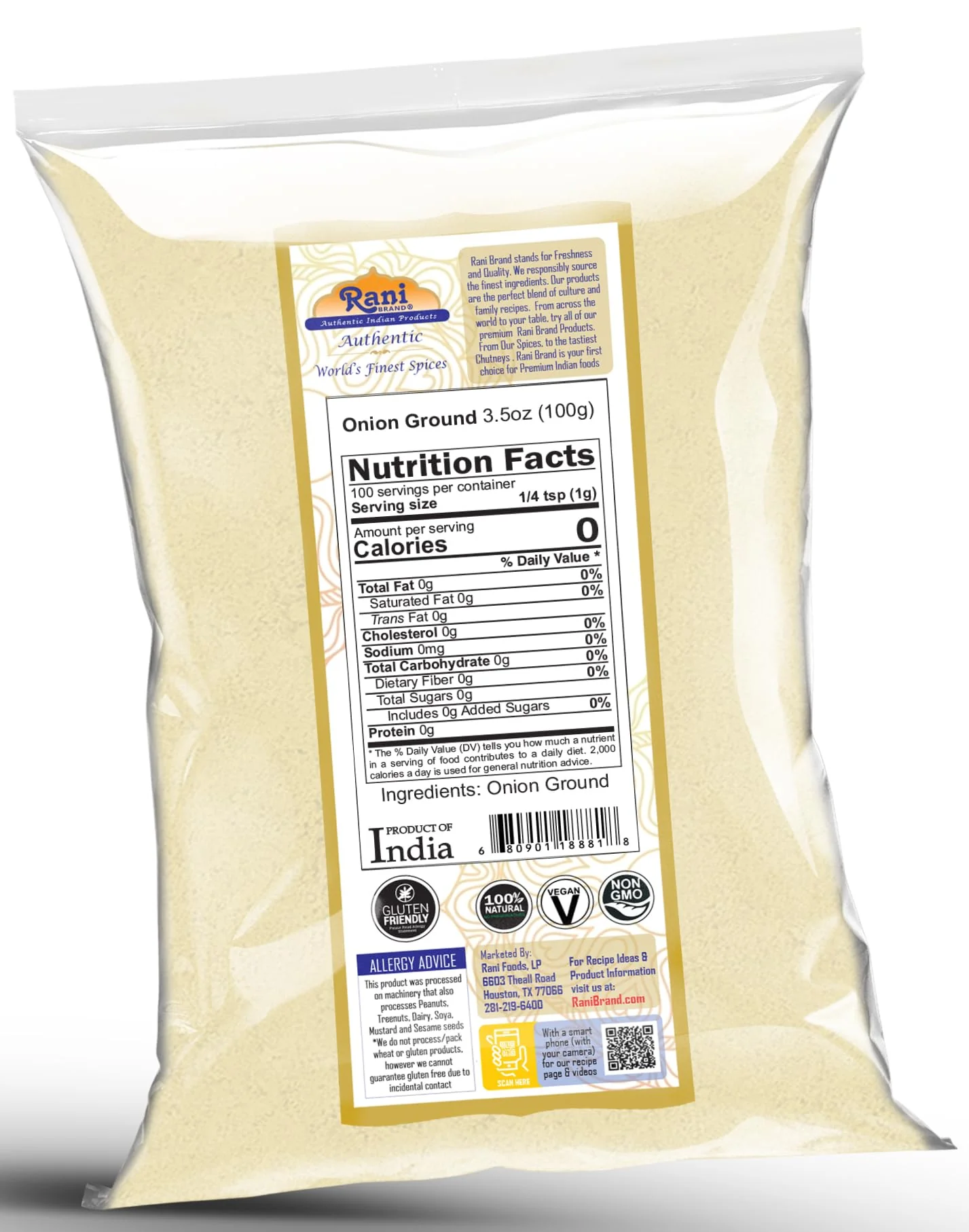 Rani Onion Powder (Pyaaz Powder) 3.5oz (100g) ~ All Natural | Gluten Friendly | Vegan | NON-GMO | Kosher | No Salt or fillers | Indian Origin - Image 8