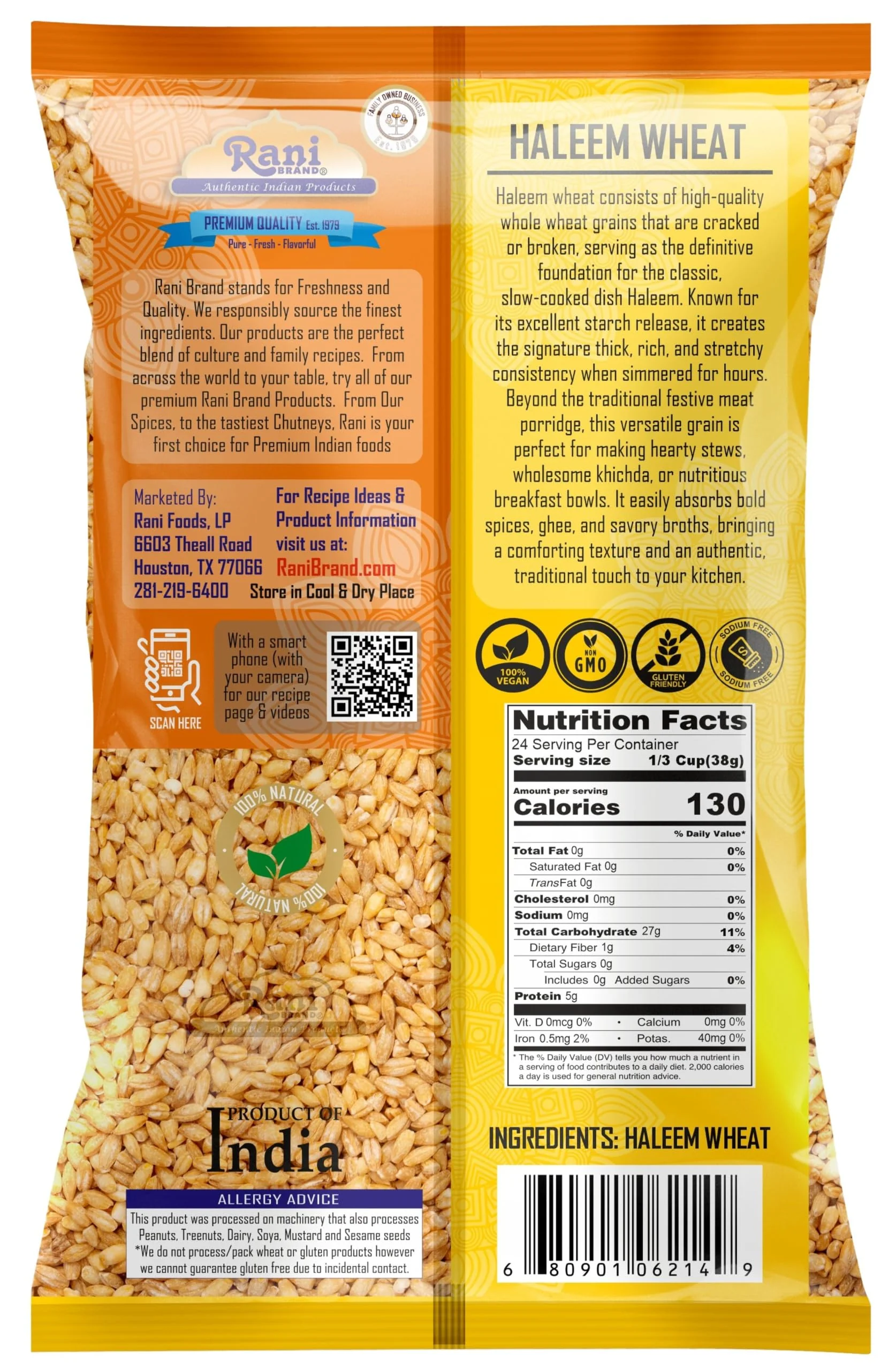 Rani Haleem Wheat 64oz (4lbs) 1.81kg Bulk ~ All Natural | Vegan | Gluten Friendly | NON-GMO | Kosher | Indian Origin - Image 3
