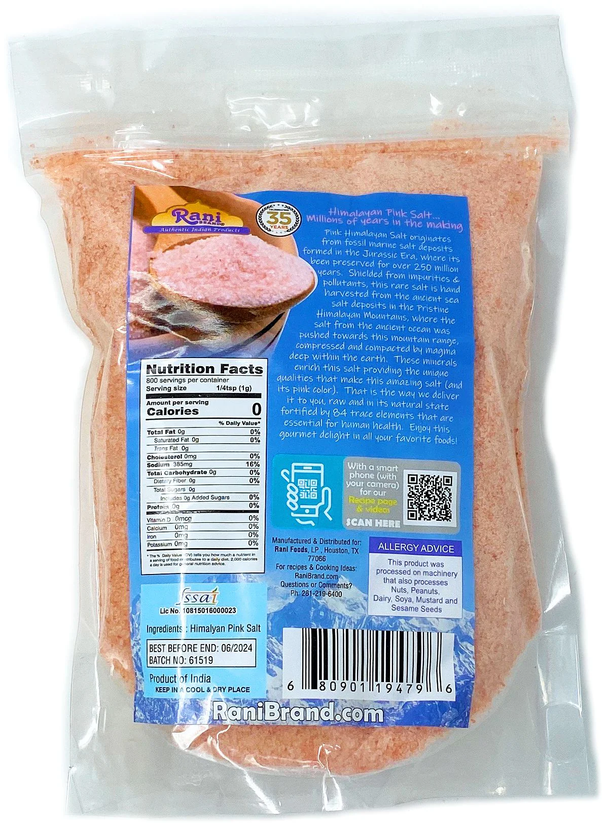 Rani Himalayan Pink Salt (84 Essential Trace Minerals) 800g (28oz) ~ All Natural | Vegan | Gluten Free | NON-GMO (Resealable Pouch) - Image 3
