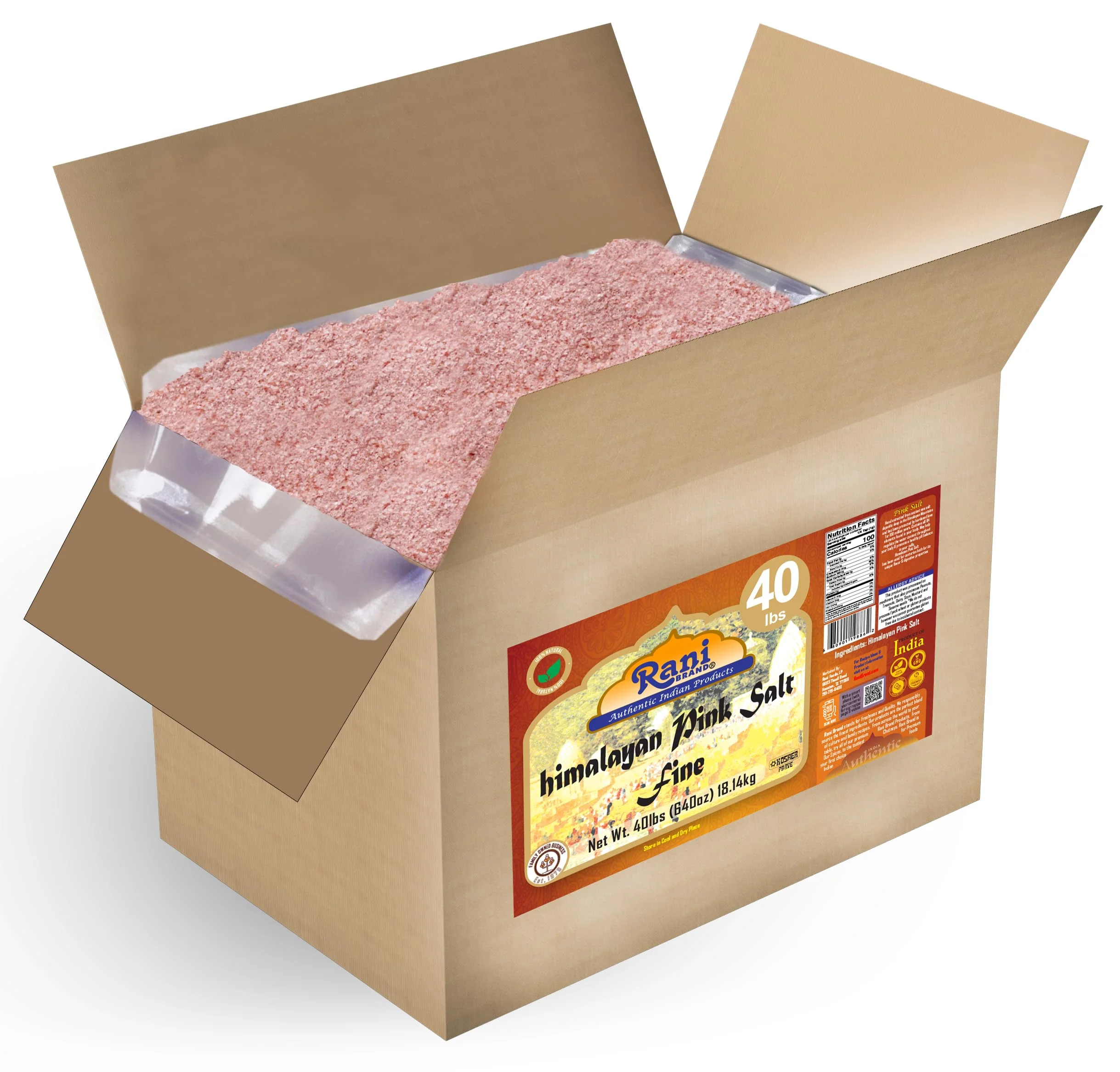 Rani Himalayan Pink Salt Powder (84 Essential Trace Minerals) 640oz (40lbs) 18.14kg Bulk Box ~ All Natural | Vegan | Gluten Friendly | NON-GMO | Indian Origin