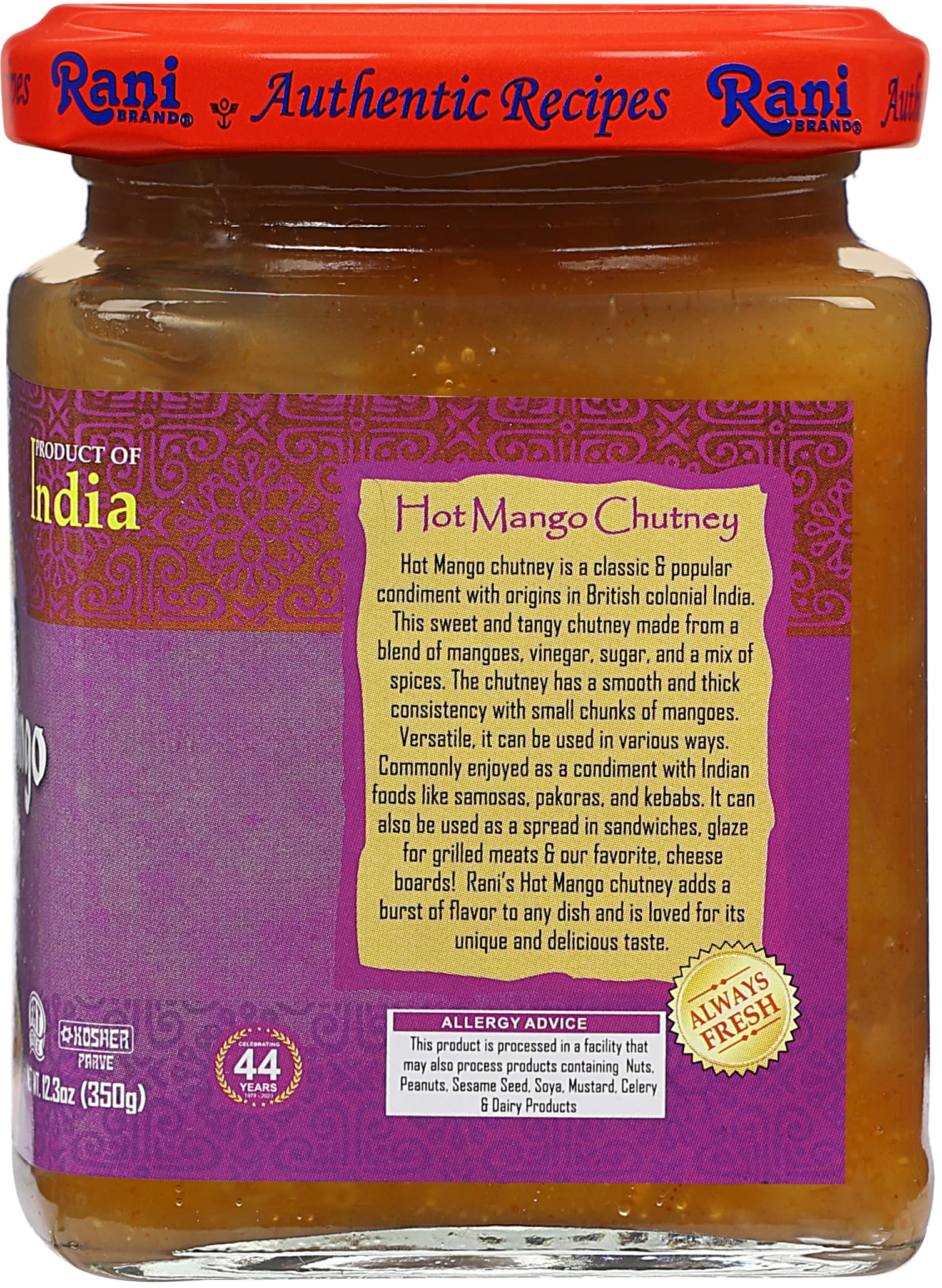 Rani Hot Mango Chutney (Spicy Indian Preserve) 12.3oz (350g) Glass Jar, Ready to eat, Vegan ~ Gluten Free, All Natural, NON-GMO, Kosher - Image 9