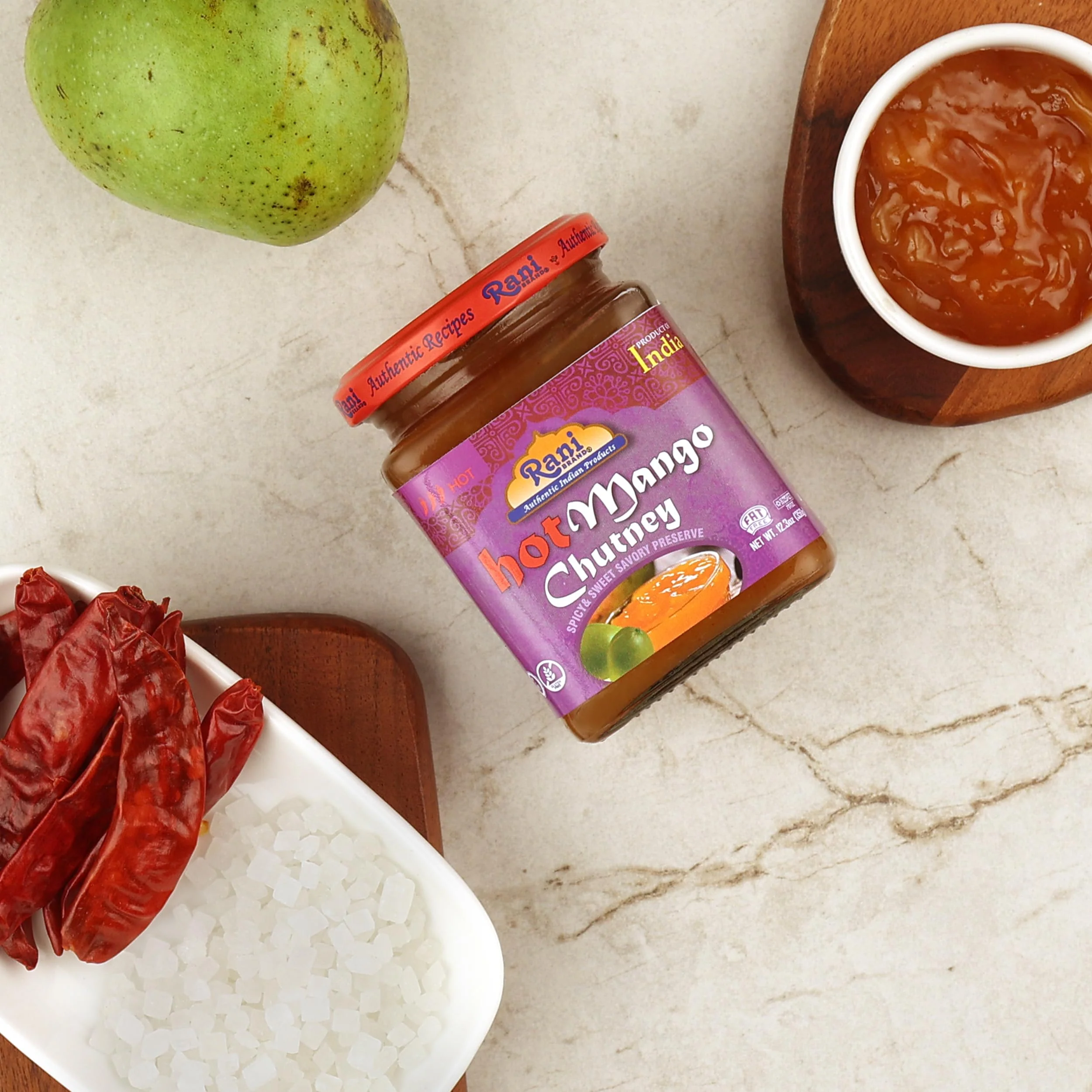 Rani Hot Mango Chutney (Spicy Indian Preserve) 12.5oz (350g) Glass Jar, Ready to eat, Vegan, Pack of 5+1 FREE ~ Gluten Free, All Natural, NON-GMO | Kosher - Image 5