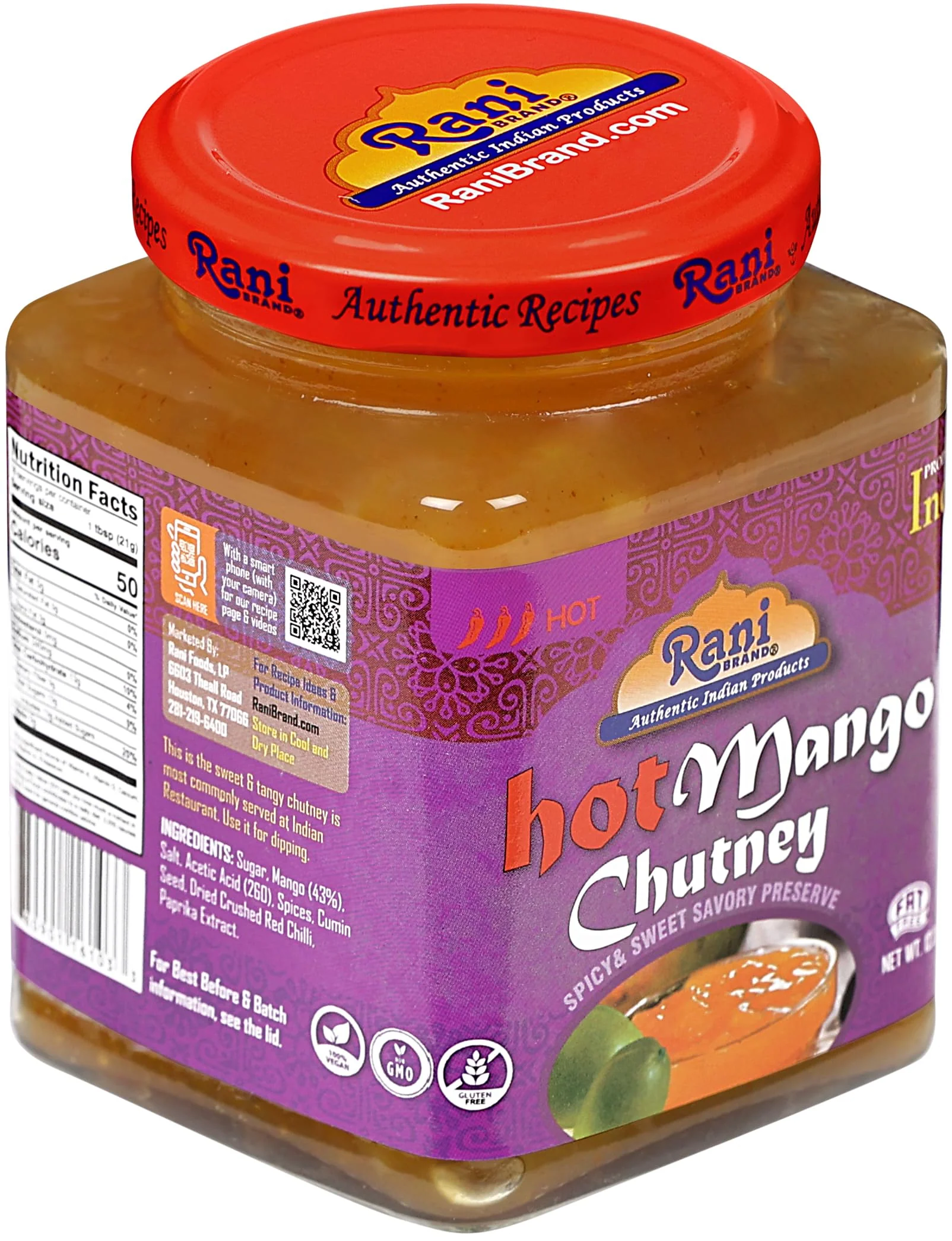 Rani Hot Mango Chutney (Spicy Indian Preserve) 12.5oz (350g) Glass Jar, Ready to eat, Vegan, Pack of 5+1 FREE ~ Gluten Free, All Natural, NON-GMO | Kosher - Image 9