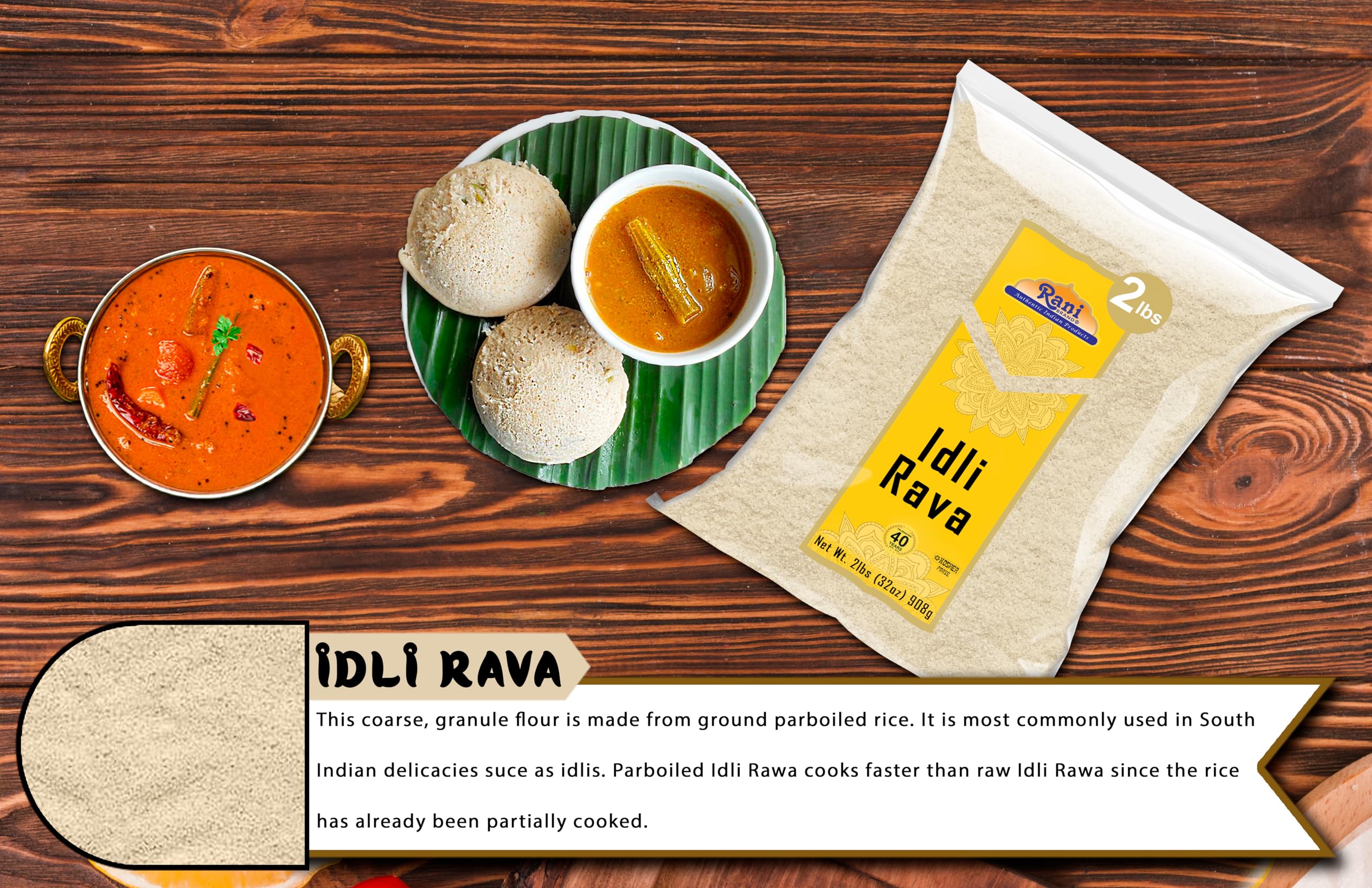 Rani Idly Rava (Parboiled Cream of Rice) 32oz (2lbs) 908g ~ All Natural | Vegan | Gluten Friendly | NON-GMO | Indian Origin - Image 4