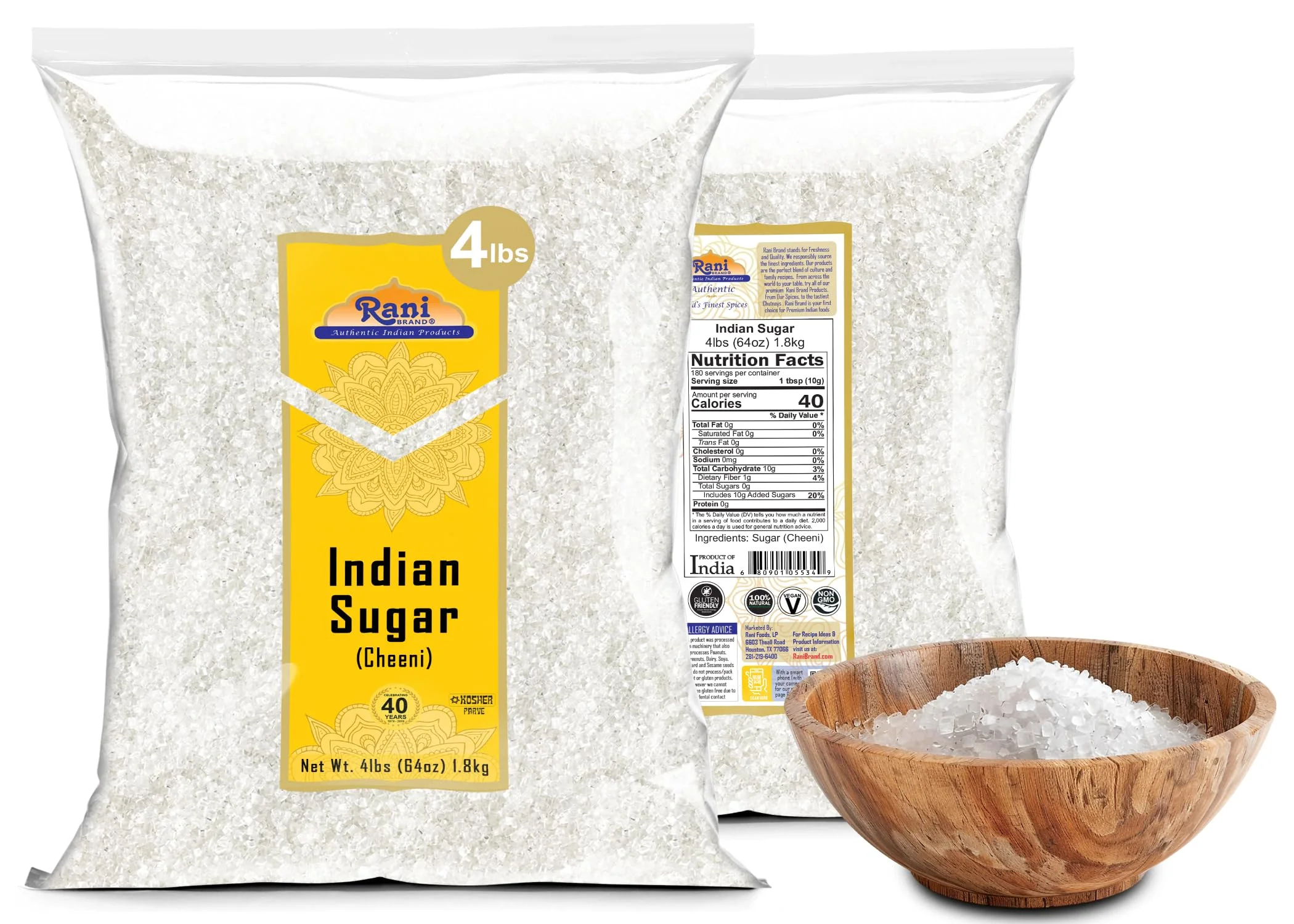 Rani Indian Sugar Khand (Khandsari) 64oz (4lbs) 1.81kg Bulk ~ All Natural | Gluten Friendly | Vegan | NON-GMO | Kosher | Indian Origin - Image 4