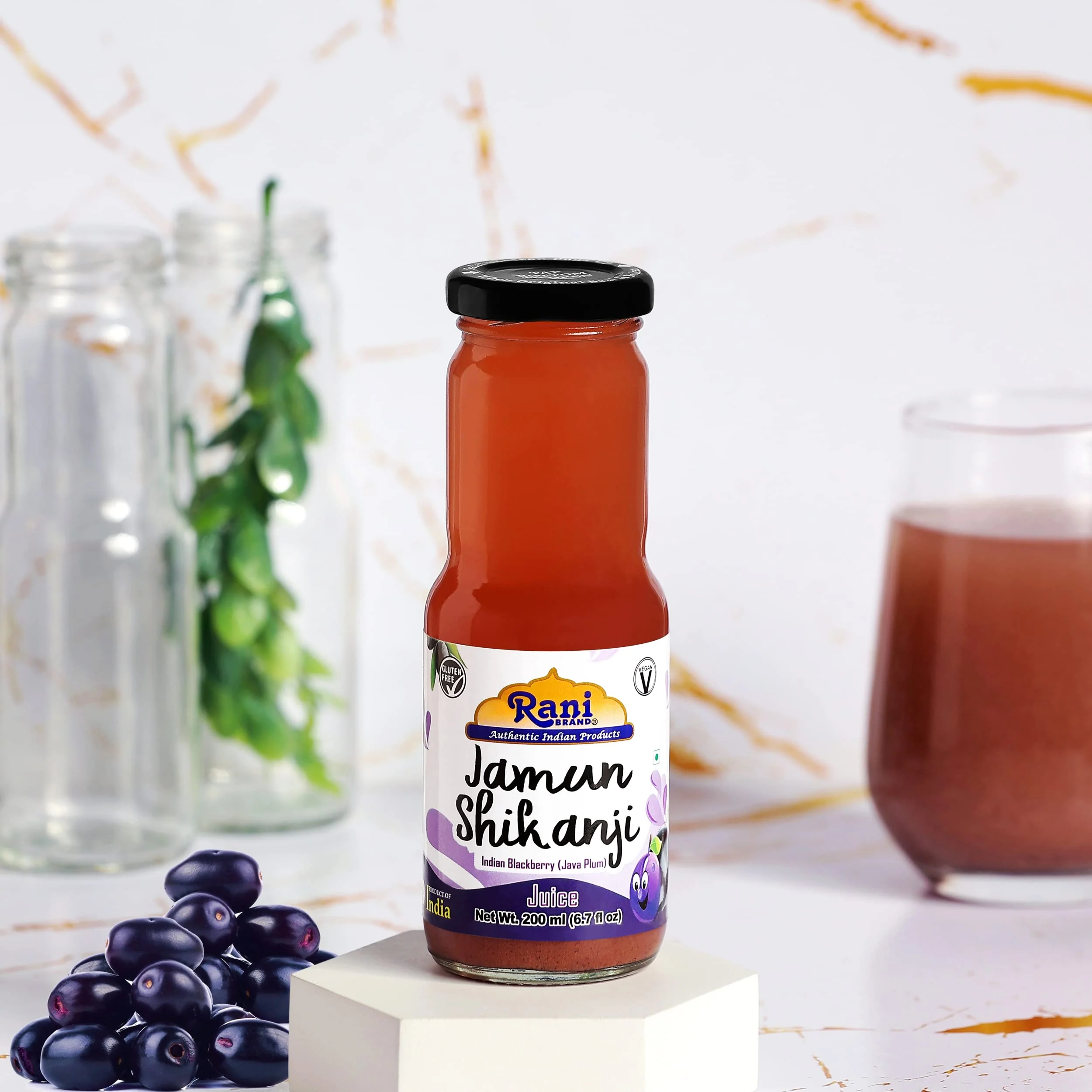 Rani Jamun Shikanji 6.7 fl oz (200 ml) Glass Bottle, Pack of 2 ~ Indian Fruit Beverage | Vegan | Gluten Free | NON-GMO | Indian Origin - Image 3