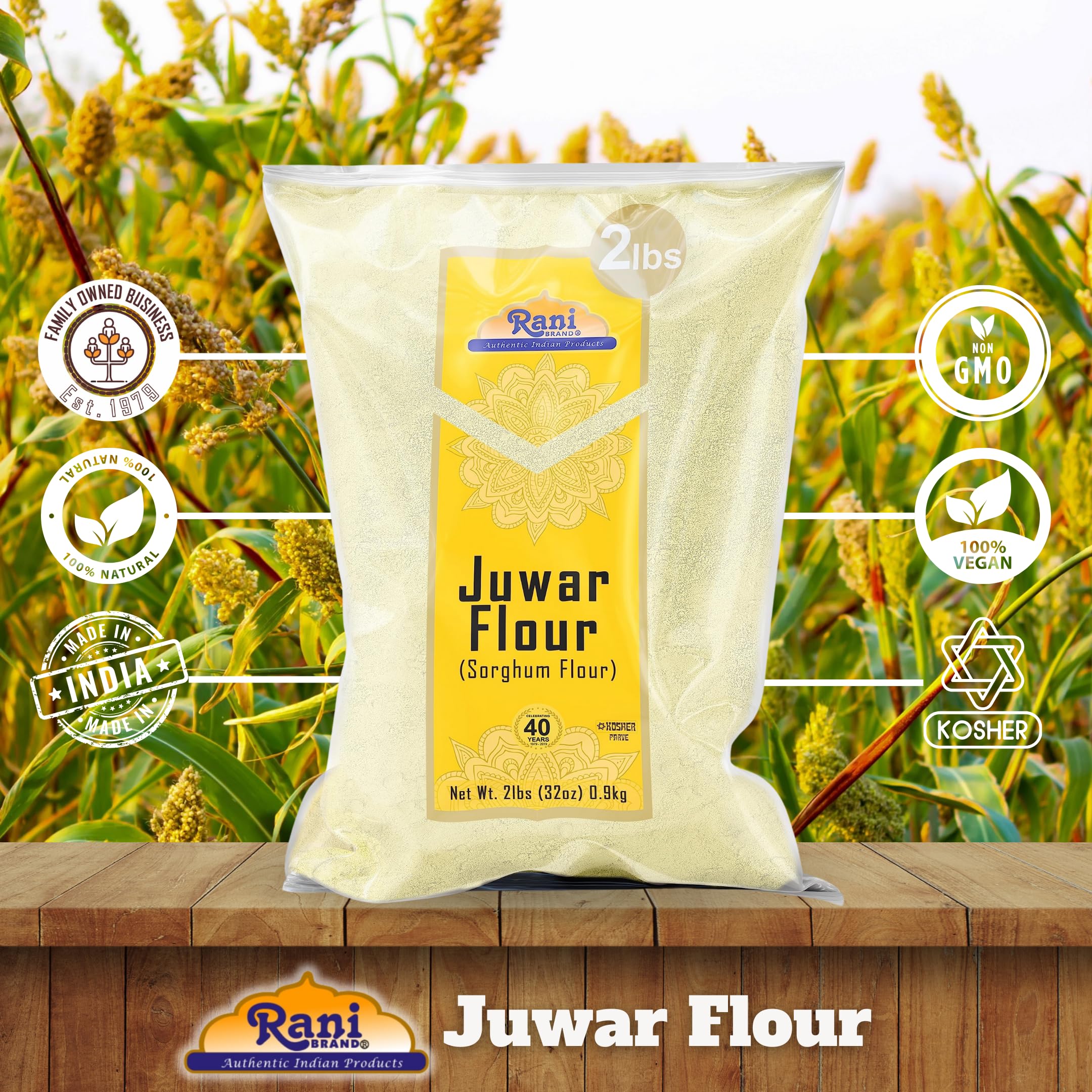 Rani Juwar (Sorghum) Flour 32oz (2lbs) 908g ~ All Natural | Salt-Free | Vegan | No Colors | Gluten Friendly | NON-GMO | Kosher | Indian Origin - Image 4