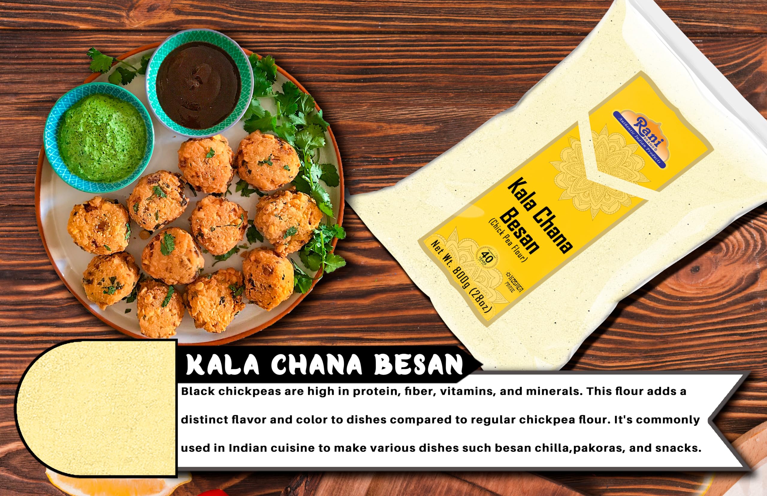 Rani Kala Chana Besan (Chick Peas Flour) 28oz (1.75lbs) 800g ~ All Natural | Vegan | Gluten Friendly | NON-GMO | Kosher | Indian Origin - Image 6