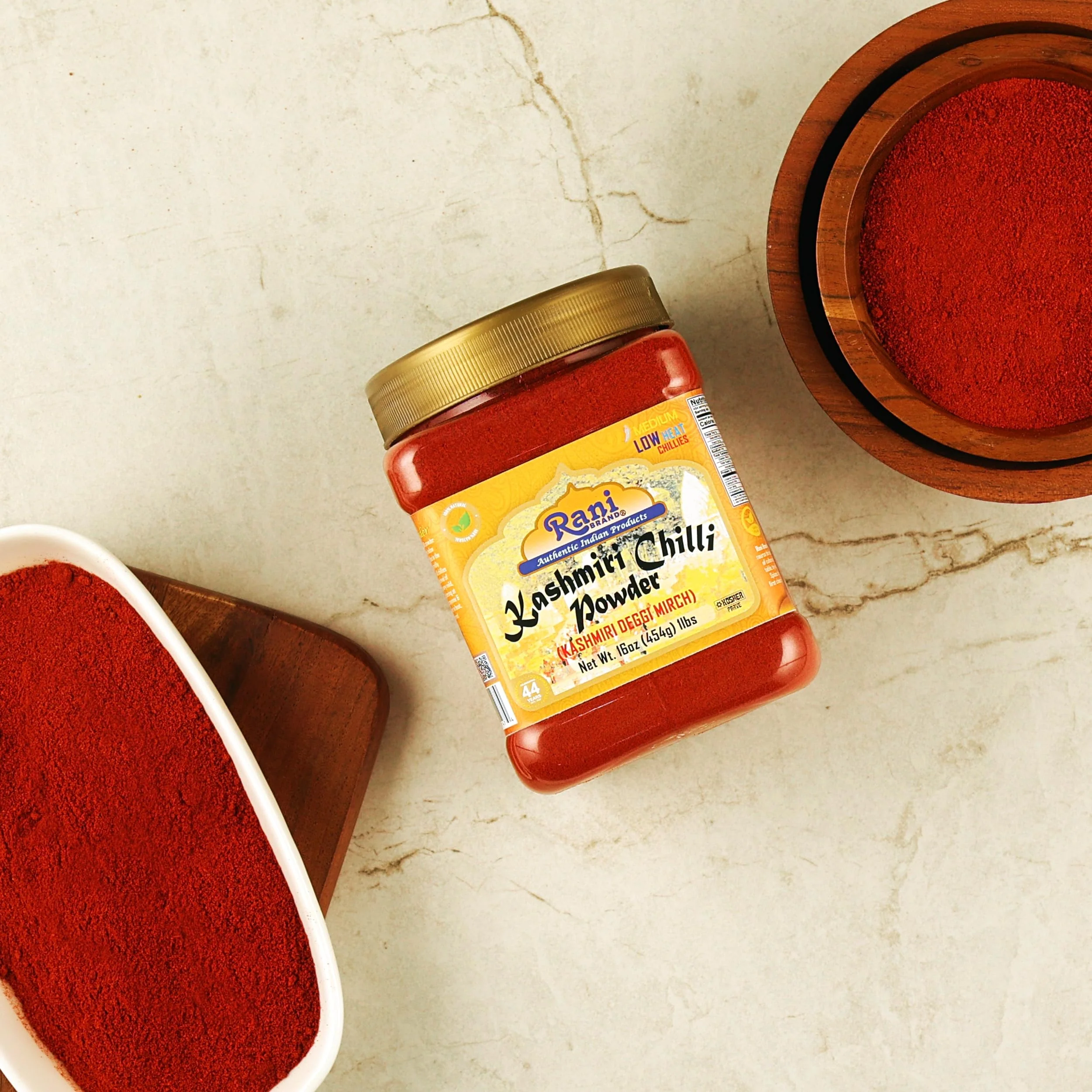 Rani Kashmiri Chilli Powder (Deggi Mirch) 16oz (1lb) 454g PET Jar ~ Natural | Salt-Free | Vegan | Gluten Friendly | NON-GMO | Kosher | Perfect for Deviled Eggs & Other Low Heat Dishes - Image 5