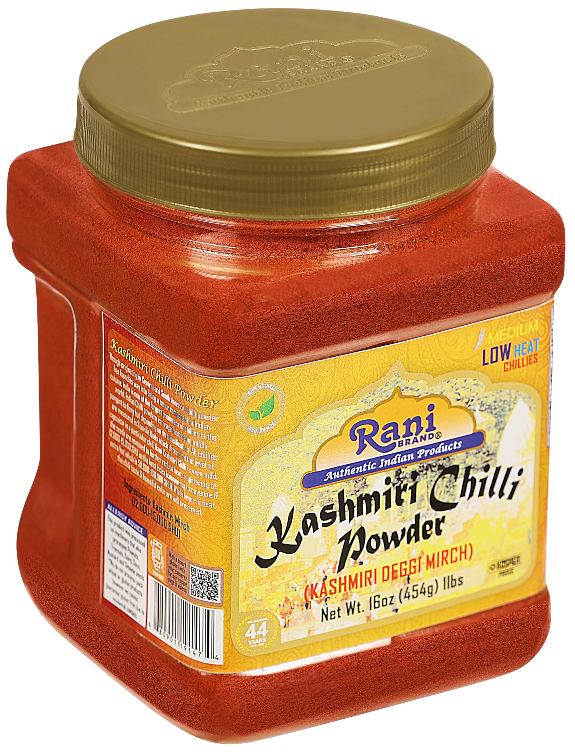 Rani Kashmiri Chilli Powder (Deggi Mirch) 16oz (1lb) 454g PET Jar ~ Natural | Salt-Free | Vegan | Gluten Friendly | NON-GMO | Kosher | Perfect for Deviled Eggs & Other Low Heat Dishes - Image 8