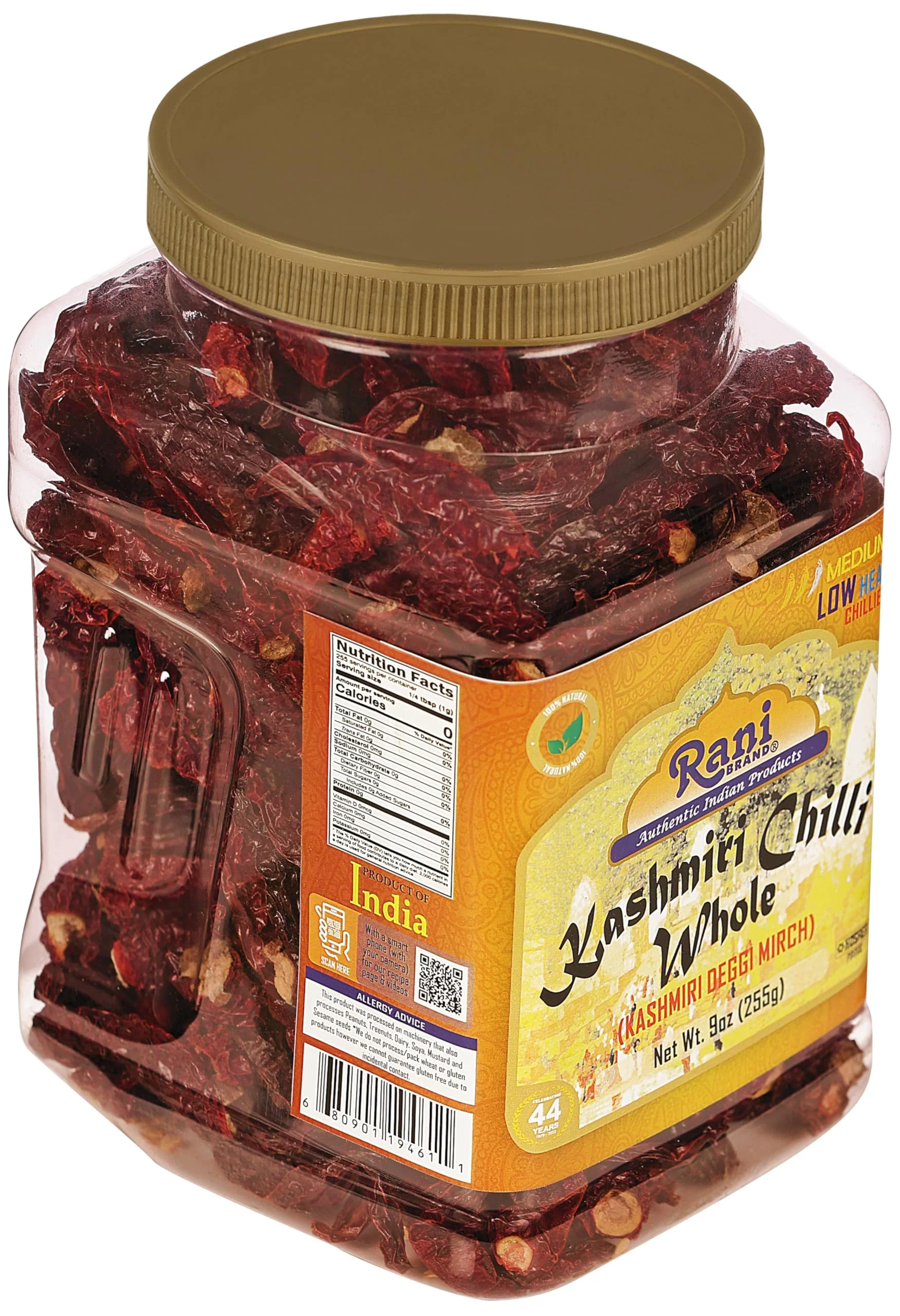 Rani Kashmiri Chilli Whole Stemless (Deggi Mirch, Low Heat) 9oz (255g) PET Jar ~ Natural | Salt-Free | Vegan | No Colors | Gluten Friendly | NON-GMO | Kosher | Indian Origin - Image 7