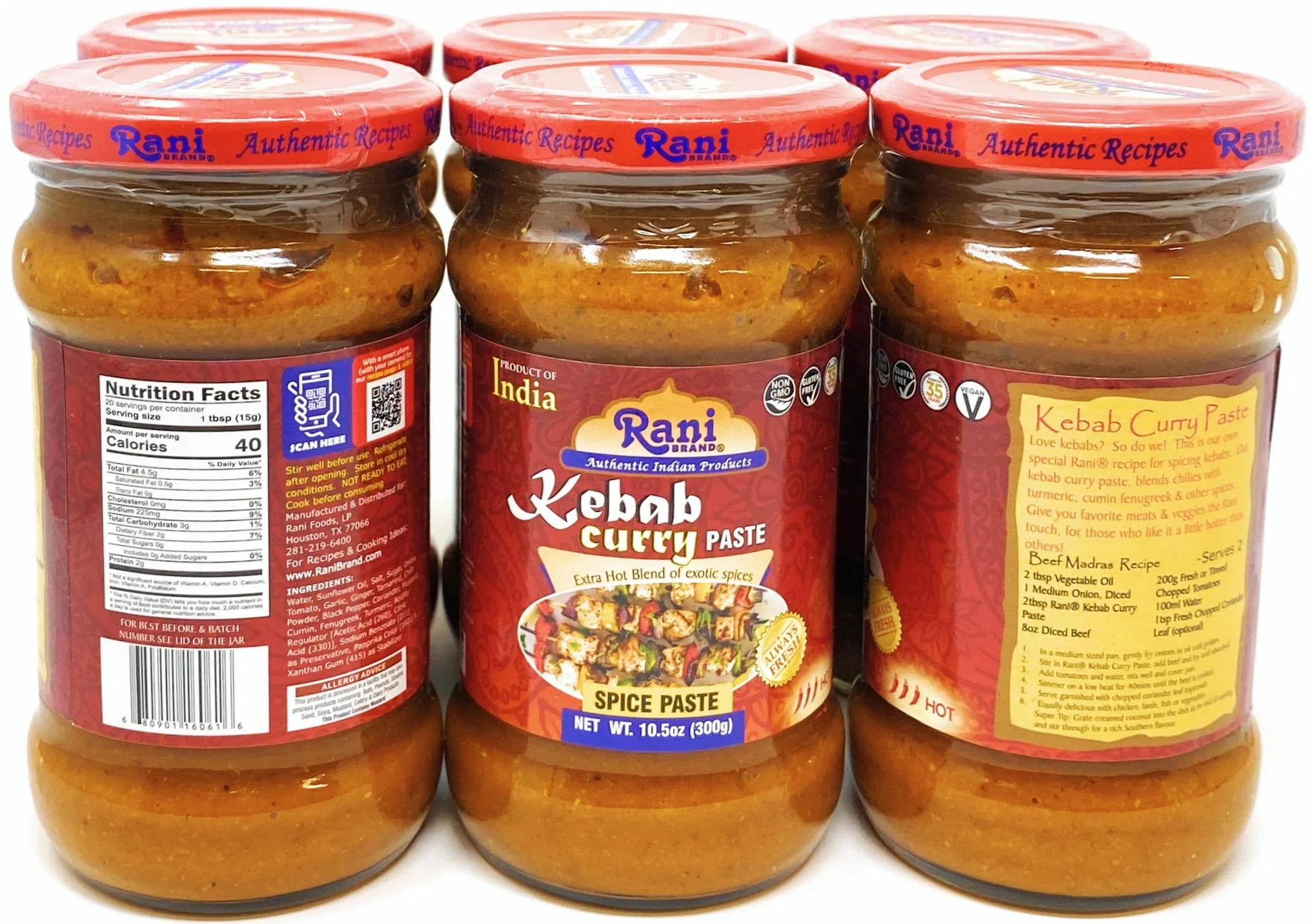 Rani Kebab Masala Paste for Meat Dishes 10.5oz (300g) Glass Jar, Pack of 5+1 FREE ~ No Colors | All Natural | NON-GMO | Vegan | Gluten Free - Image 2