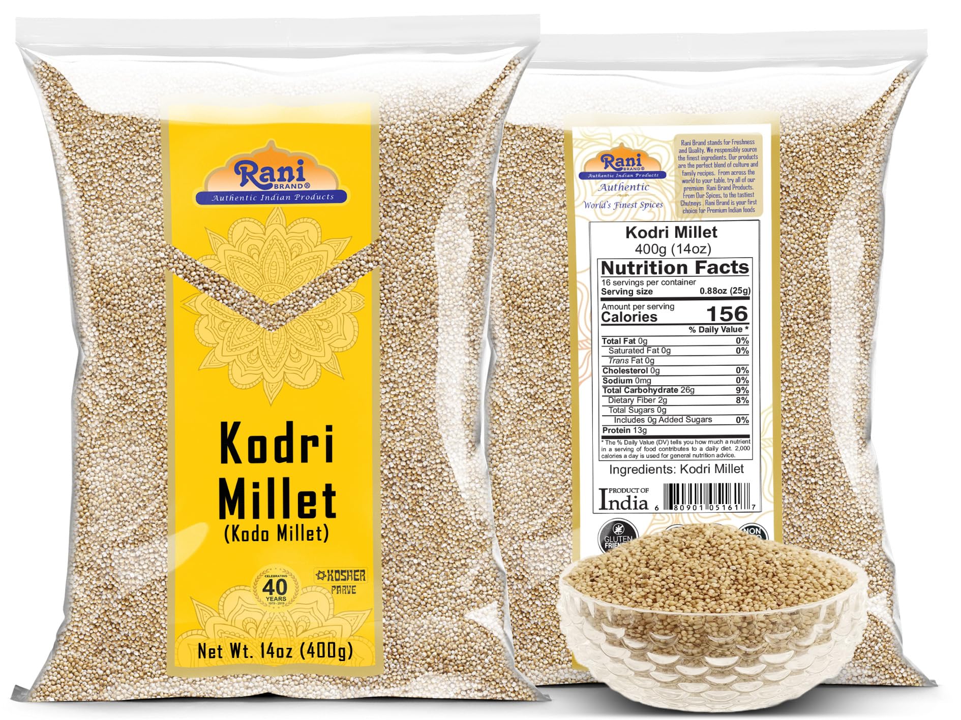 Rani Kodri (Polished Kodo Millet Seeds) Ancient Grains 400g (14oz) ~ All Natural | Gluten Friendly | NON-GMO | Kosher | Vegan | Indian Origin (Varagu / Kodra / Harka) - Image 7