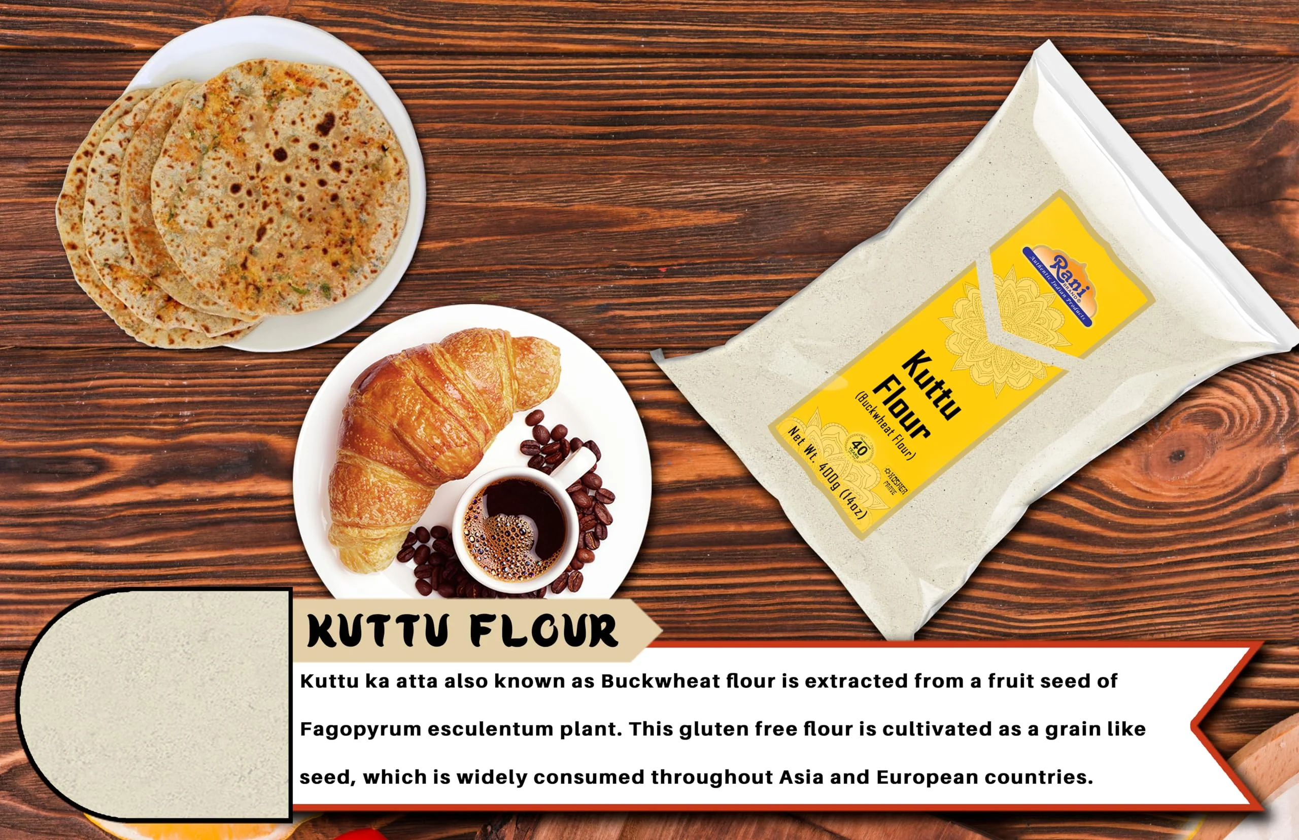 Rani Kuttu (Buckwheat) Flour 14oz (400g) ~ All Natural | Gluten Friendly | NON-GMO | Kosher | Vegan | Indian Origin - Image 6